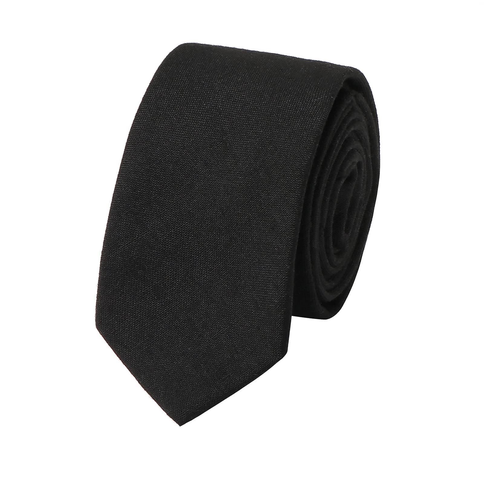 HOULIFE Men's Skinny Ties - Solid Color & Cotton Stripe Slim Neckties for Wedding, Business, Party | Formal & Casual Wear for Office, Interviews, and Special Occasions