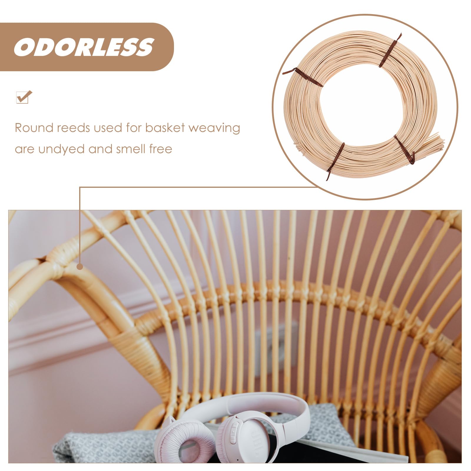 VILLCASE 1 Roll Natural Rattan Caning Material - Premium Cane Webbing Roll for Chair Repair & DIY Basket Making - Durable Wicker Weaving Supplies for Patio Furniture, Garden Decor & Home Crafts - Perfect for DIY Projects, Furniture Restoration & Handmade Decor
