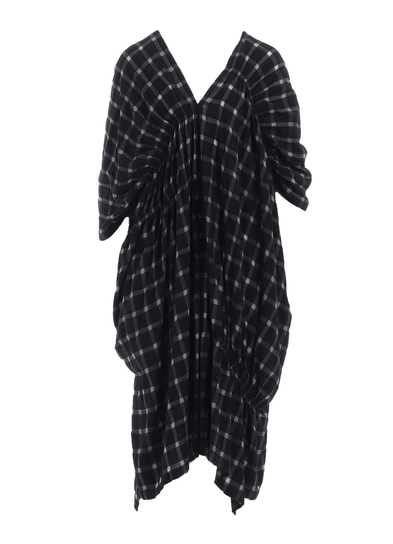 Soft & Breathable Cotton Cupro Plaid Gathered Dress for Women - Perfect for Casual Outings, Office Wear & Summer Parties