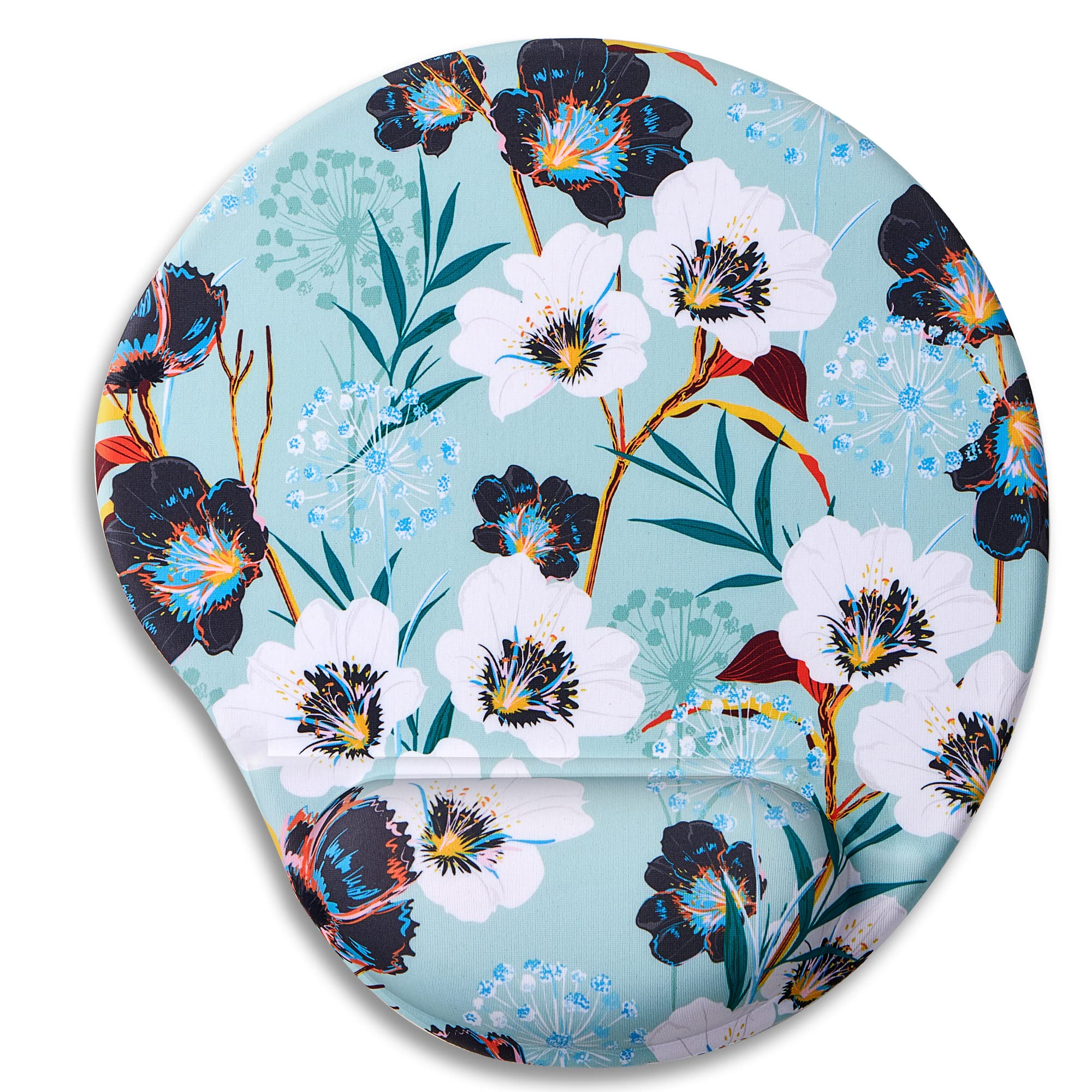 Ergonomic Mouse Pad with Wrist Support - Cute Floral Design Non-Slip PU Base - Comfortable for Home Office, Gaming & Computer Work - Pain Relief & Ergonomic Wrist Rest (Green Floral) | Perfect for Long Hours of Typing, PC Gaming & Office Work