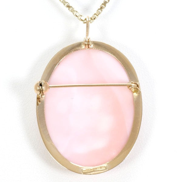 14K Yellow Gold Shell Cameo 2-Way Necklace & Brooch - Elegant Vintage Jewelry for Weddings, Parties & Special Occasions