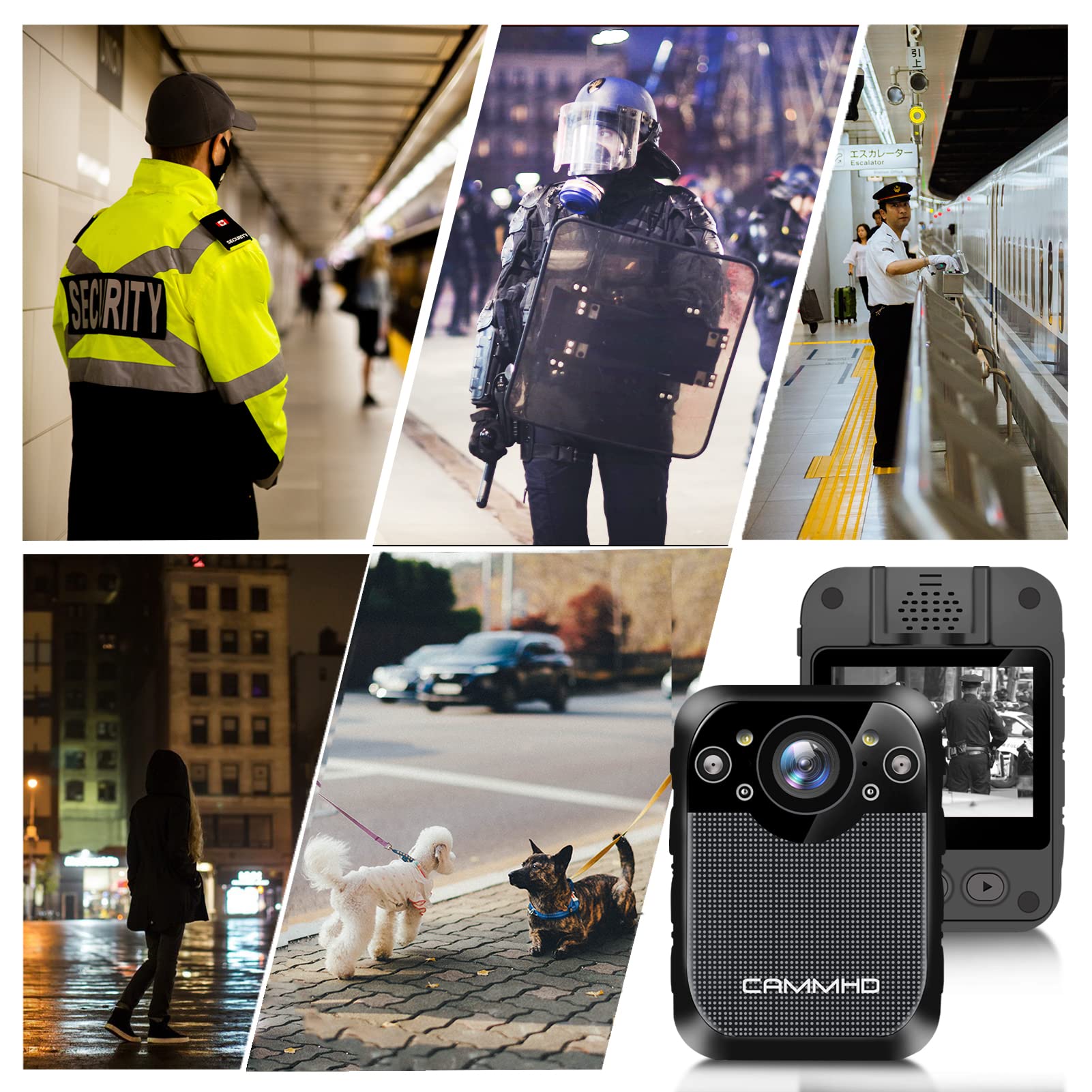 HD 1296P Body Camera with Audio & Night Vision - 64GB Personal Security Body Worn Camera for Walking Pets, Police, Security Guards & Outdoor Activities (Supports up to 512GB)