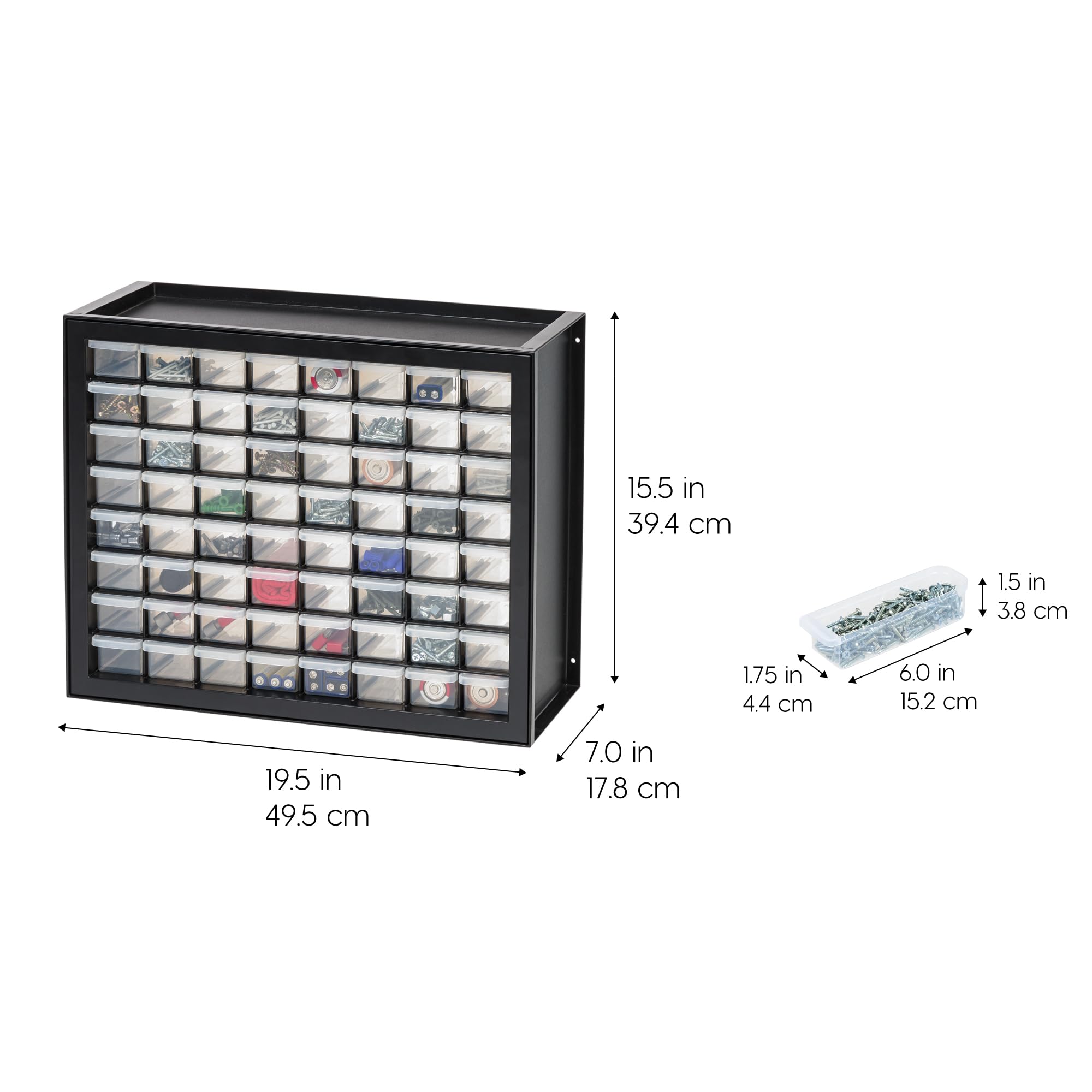 IRIS USA 64-Drawer Bead Organizer Storage Cabinet - Plastic Hardware Organizer for Screws, Nails, Bolts, Small Parts & Craft Supplies | Perfect for Jewelry Making, DIY Projects & Workshop Organization (Black)