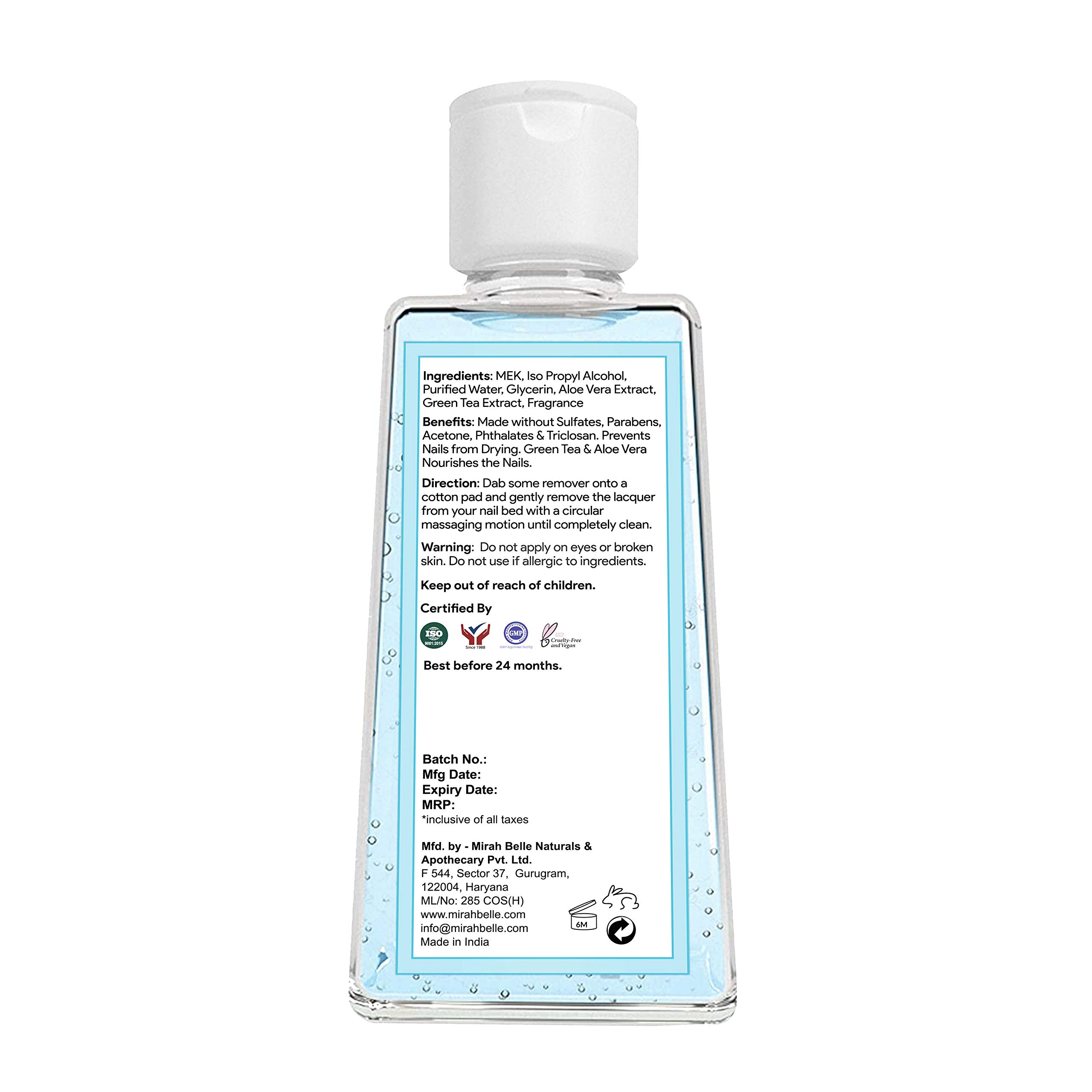 Mirah Belle Vegan Nail Polish Remover - 50ml Natural Cuticle Conditioner, Sulfate & Paraben Free - Buy 2 Get 1 Free - Best for Women & Girls - Perfect for Home Manicures, Salon Use & Travel