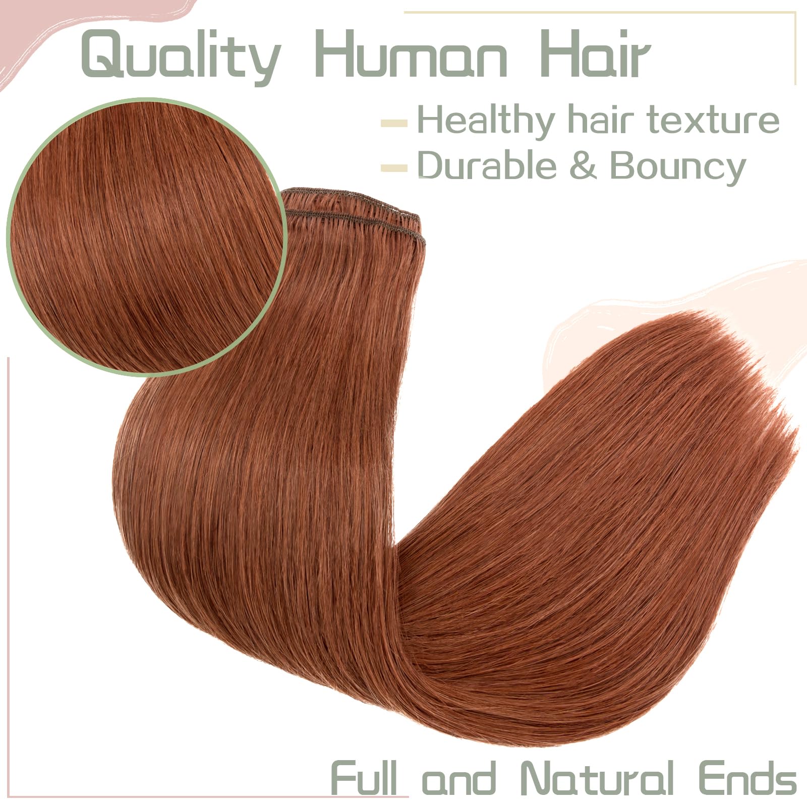 S-noilite 100% Remy Human Hair Clip-in Extensions - 8pc Double Weft Set, 18 Clips, 18 Inch 140g, Straight Silky Dark Auburn (#33) for Volume & Length - Perfect for Parties, Weddings & Daily Styling