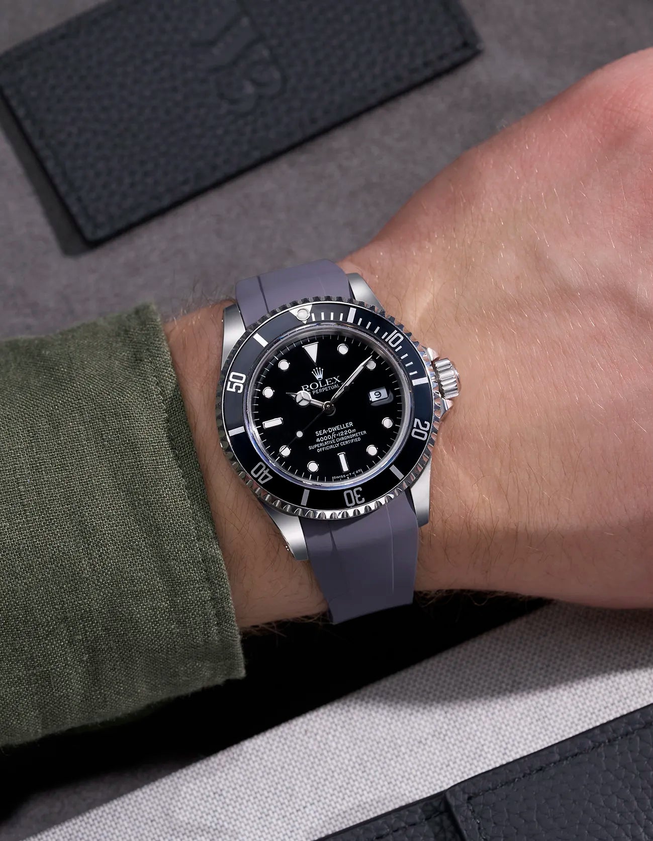 High-Quality FKM Rubber Watch Strap with Original Clasp for Rolex Sea Dweller 16600 - Durable, Comfortable & Waterproof for Diving, Swimming & Outdoor Activities