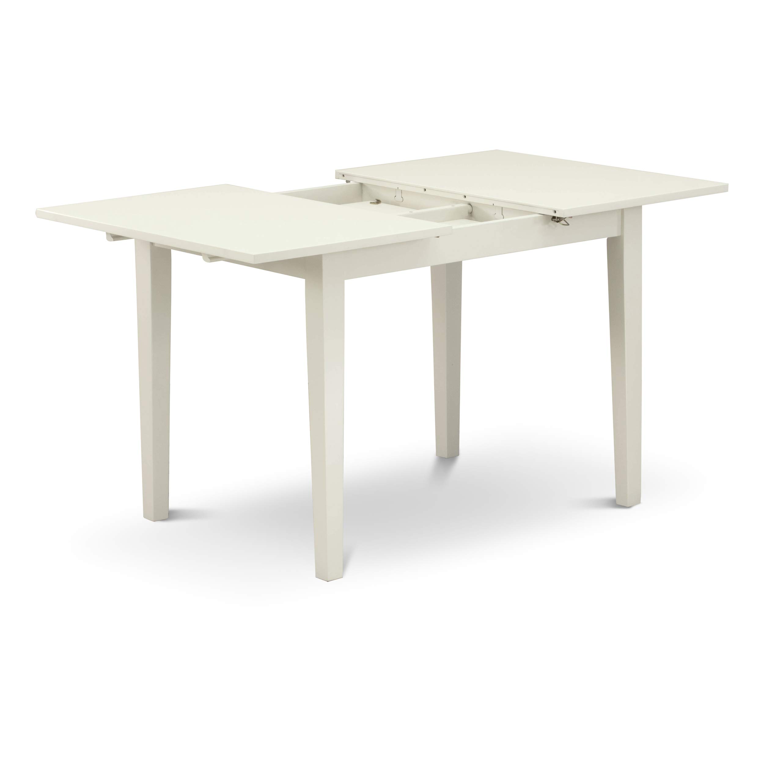 East West Furniture 3 Piece Kitchen Table Set - Rectangle Dining Table with Butterfly Leaf & 2 Light Gray Faux Leather Chairs, 32x54 Inch, Linen White - Perfect for Small Spaces, Breakfast Nooks & Cozy Dining Areas