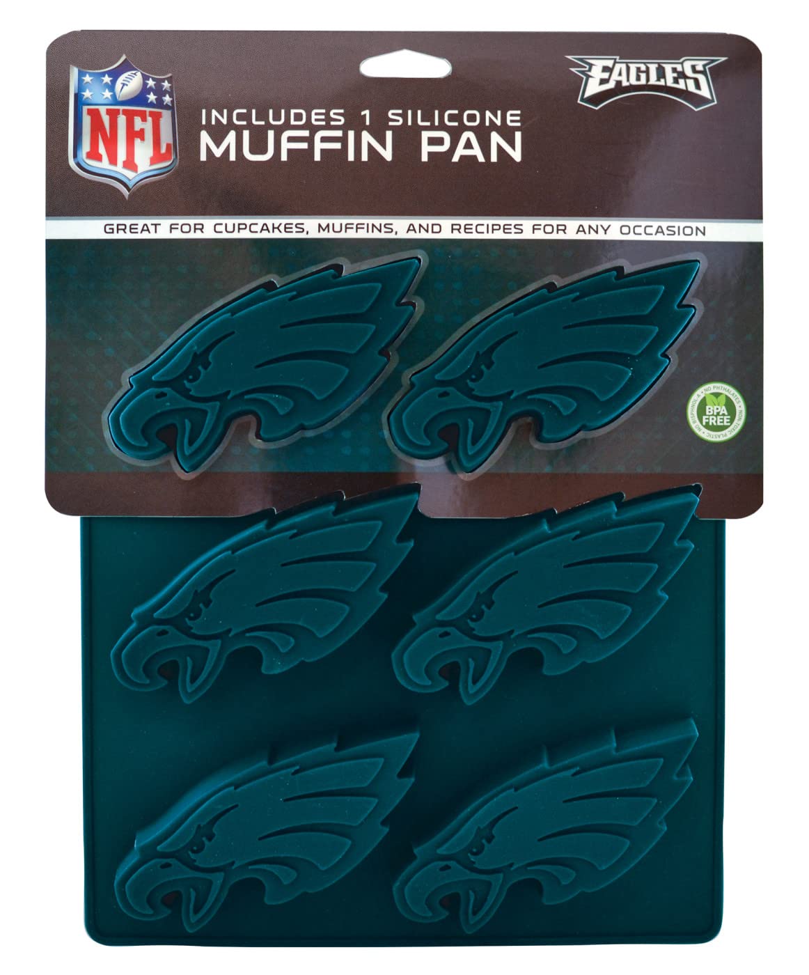 MasterPieces Game Day - NFL Philadelphia Eagles Silicone Muffin Pan | Non-Stick Baking Pan | Dishwasher & Oven Safe | Perfect for Tailgate Parties, Football Game Snacks & Eagles Fan Gifts