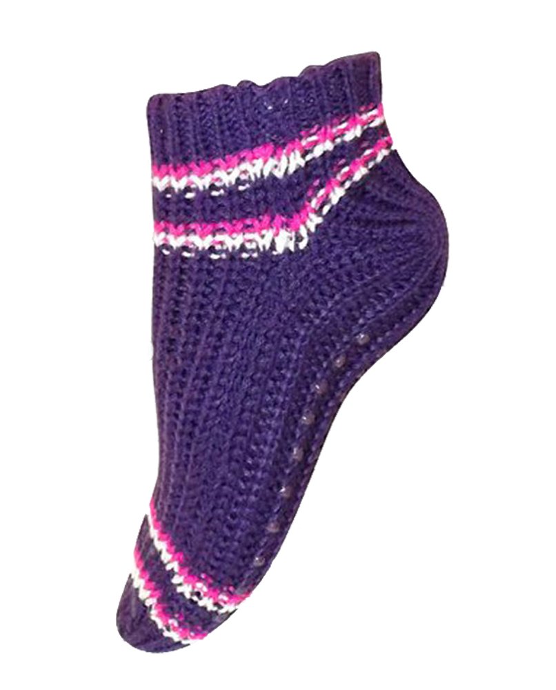 Women's Non-Slip Crochet Knitted Slipper Socks with Pom Poms - Cozy House Shoes for Winter, 2-Pack - Perfect for Indoor, Lounge, and Gift Giving