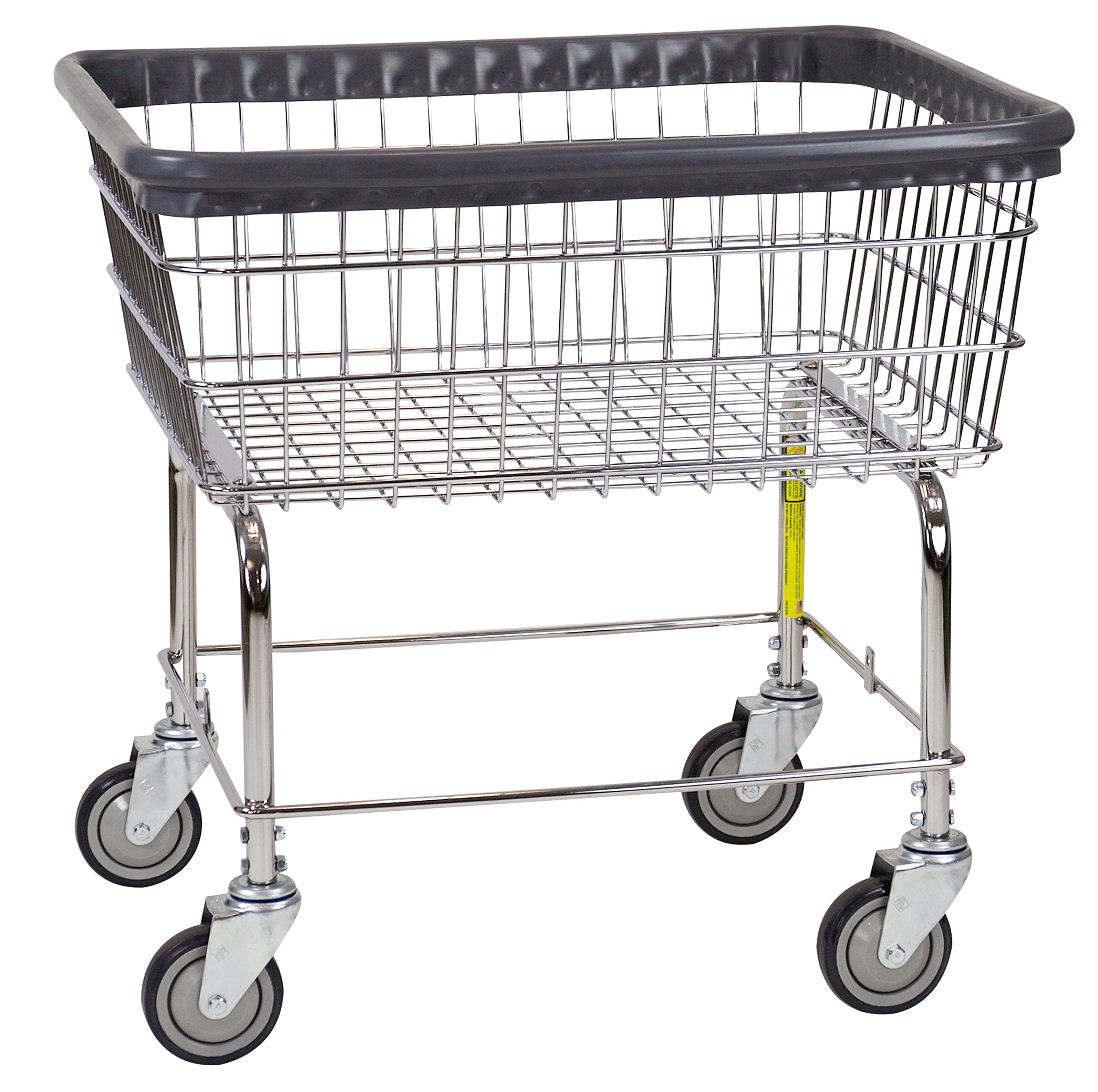 R&B Wire® 96B Rolling Wire Laundry Cart | 2.5 Bushel Capacity | Heavy-Duty Steel Frame with Chrome Finish | Air Cushion Bumper | 4