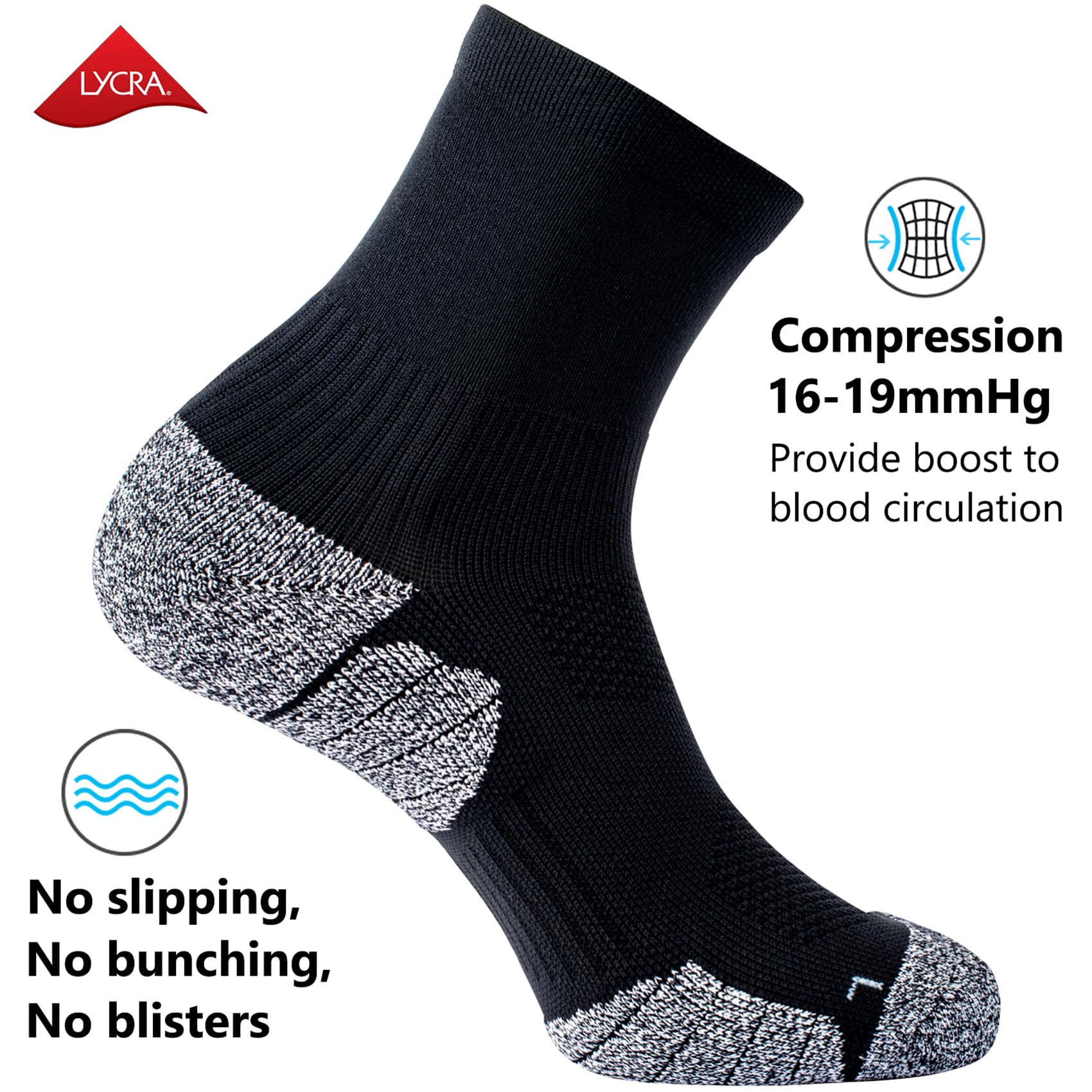 CWVLC Compression Athletic Quarter Socks for Men & Women - Breathable Cushioned Support Socks for Running, Hiking & Workout - Enhanced Performance & Comfort
