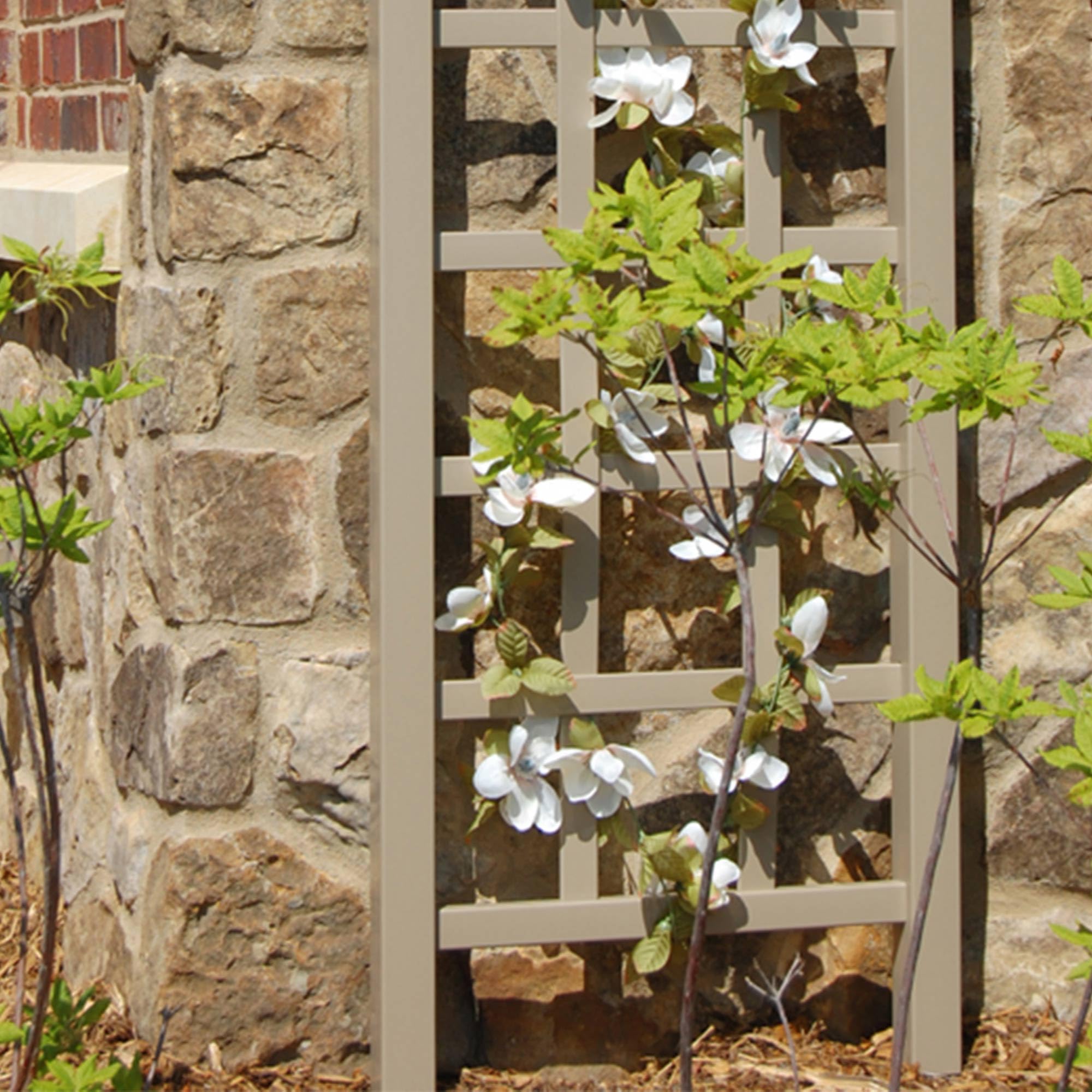 Dura-Trel Elmwood 22x75 Inch Indoor/Outdoor Garden Trellis with Ground Anchors - Plant Support for Vines, Climbing Plants, Flowers & Vegetables in Mocha - Perfect for Backyard, Patio, Balcony & Vertical Gardening