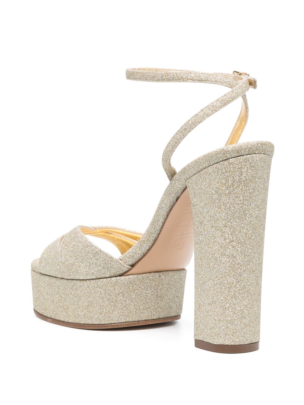 Casadei Golden Sandals for Women - Elegant High Heel Open Toe Summer Shoes - Perfect for Weddings, Parties & Evening Events