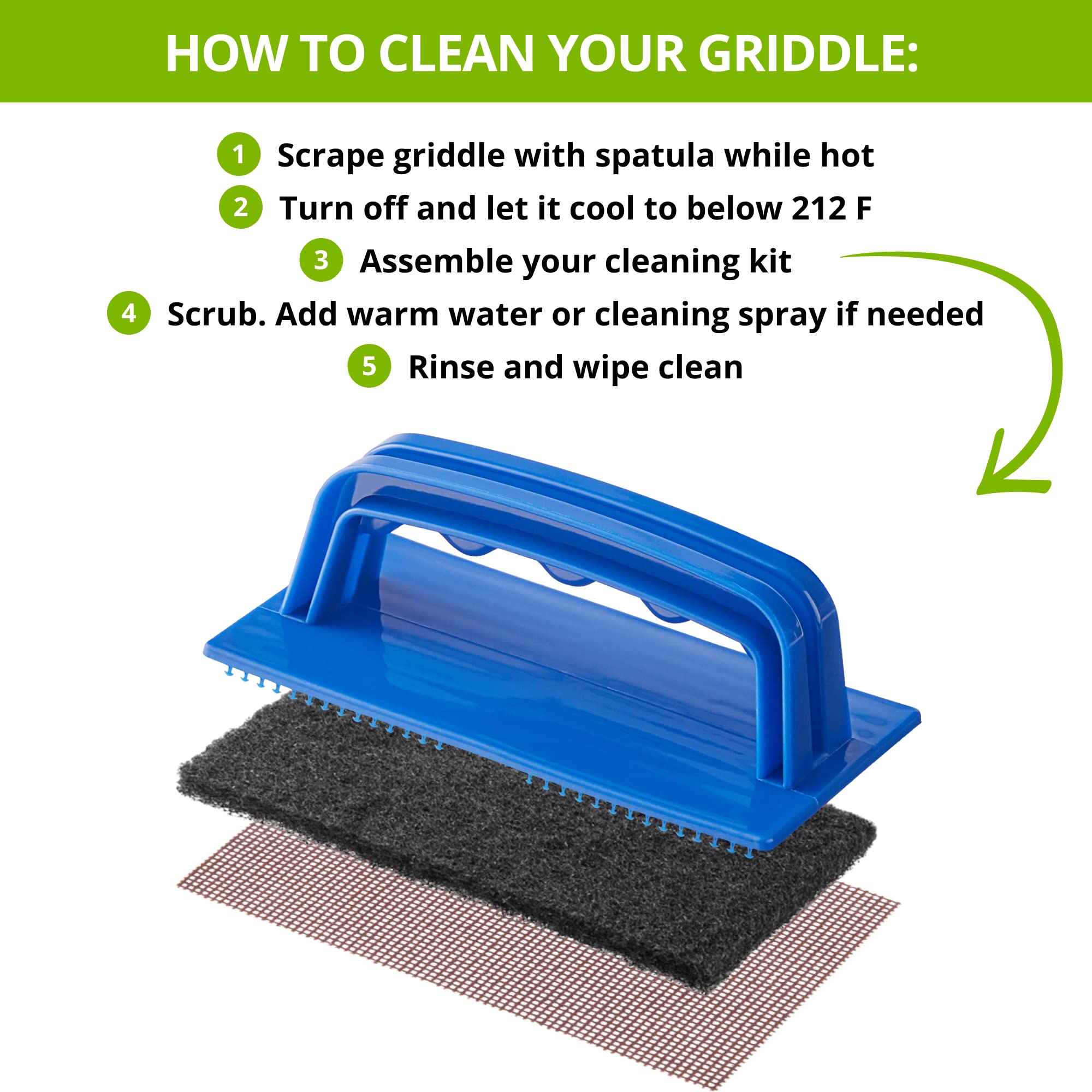 CUSINIUM 31-Piece Griddle Cleaning Kit with 1 Screen Holder, 20 Screens & 10 Cleaning Pads - Heavy Duty Grill Brush Set for Blackstone, Flat Top Grills & Griddles - Perfect for Outdoor Cooking & BBQ Cleaning
