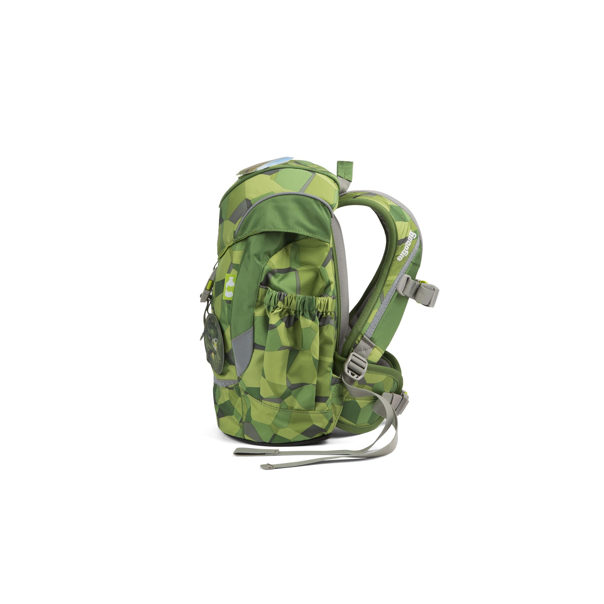 Ergobag Mini Backpack for Kids - Lightweight & Durable School Bag with Green Stones Design | Perfect for Preschool, Daycare & Outdoor Adventures