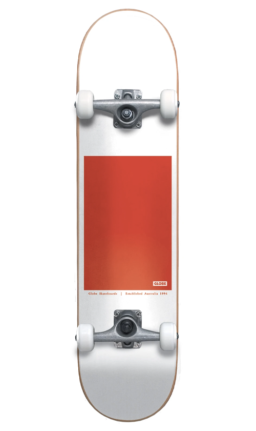 Globe G0 Block Serif White/Red Skateboard Deck 8.0 Inch - Perfect for Street Skating, Tricks, and Commuting