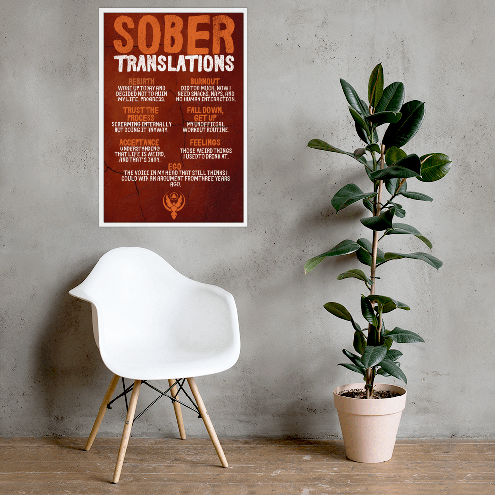 Sober Translations Vol. 4 - Motivational Framed Wall Art Poster for Home & Office Decor - Inspirational Quote Print for Living Room, Bedroom or Workspace