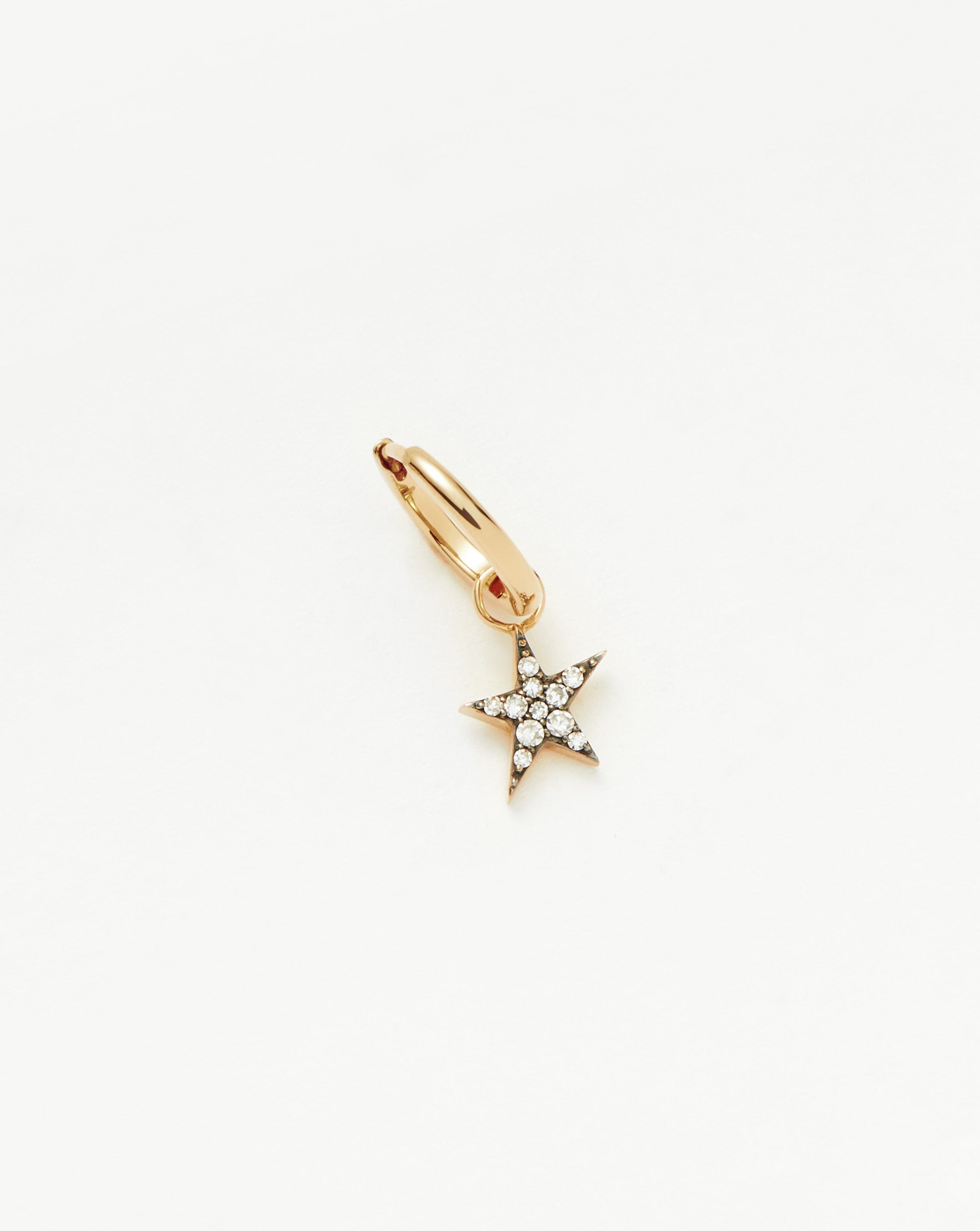 14K Solid Gold Diamond Single Star Charm Hoop Earrings for Women | Dainty Everyday Jewelry Gift for Girlfriend, Wife, Daughter | Perfect for Date Night, Anniversary & Special Occasions