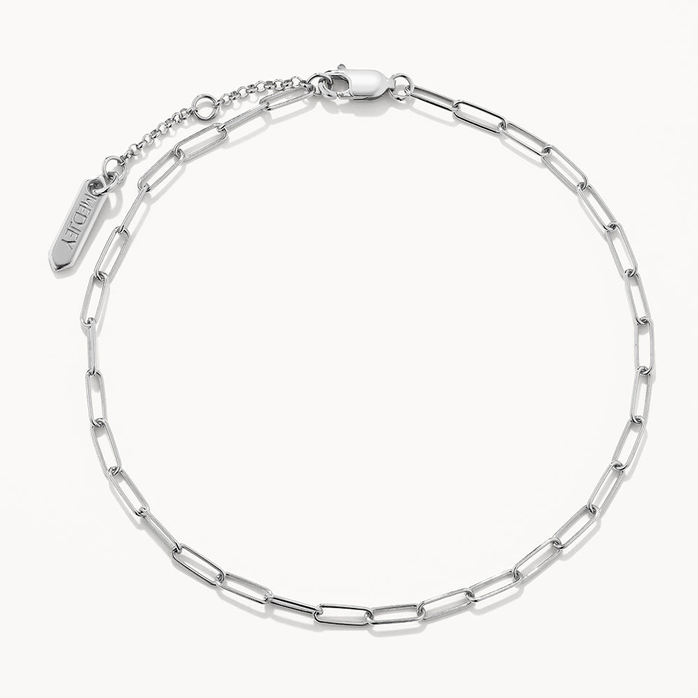 Silver Paperclip Chain Anklet - Trendy Minimalist Ankle Bracelet for Women, Perfect for Beach, Summer & Boho Style Outfits