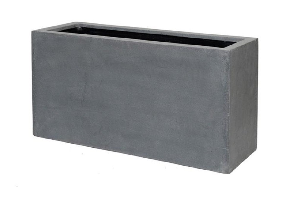 Grey Rectangle Fiberstone Planter Box - Indoor Outdoor Garden Pot for Plants & Flowers - 16”H x 12”W x 31”L - Modern Home & Patio Decor - Perfect for Living Room, Balcony, Office, or Backyard Landscaping