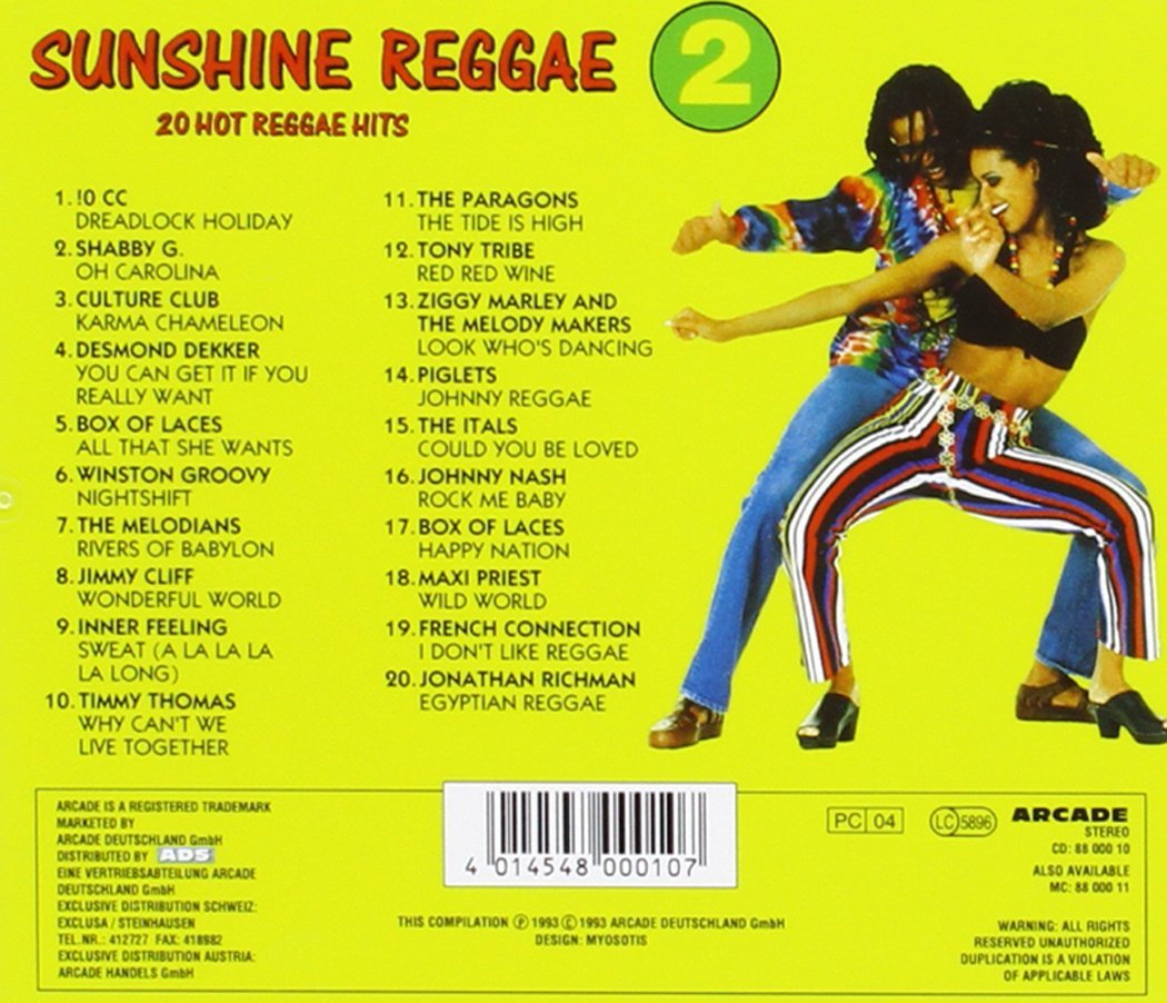 Sunshine Reggae 2 - Best Hot Reggae Hits Music Album - Various Artists - Arcade Records 8800010 - Perfect for Beach Parties, Summer Vibes & Relaxation