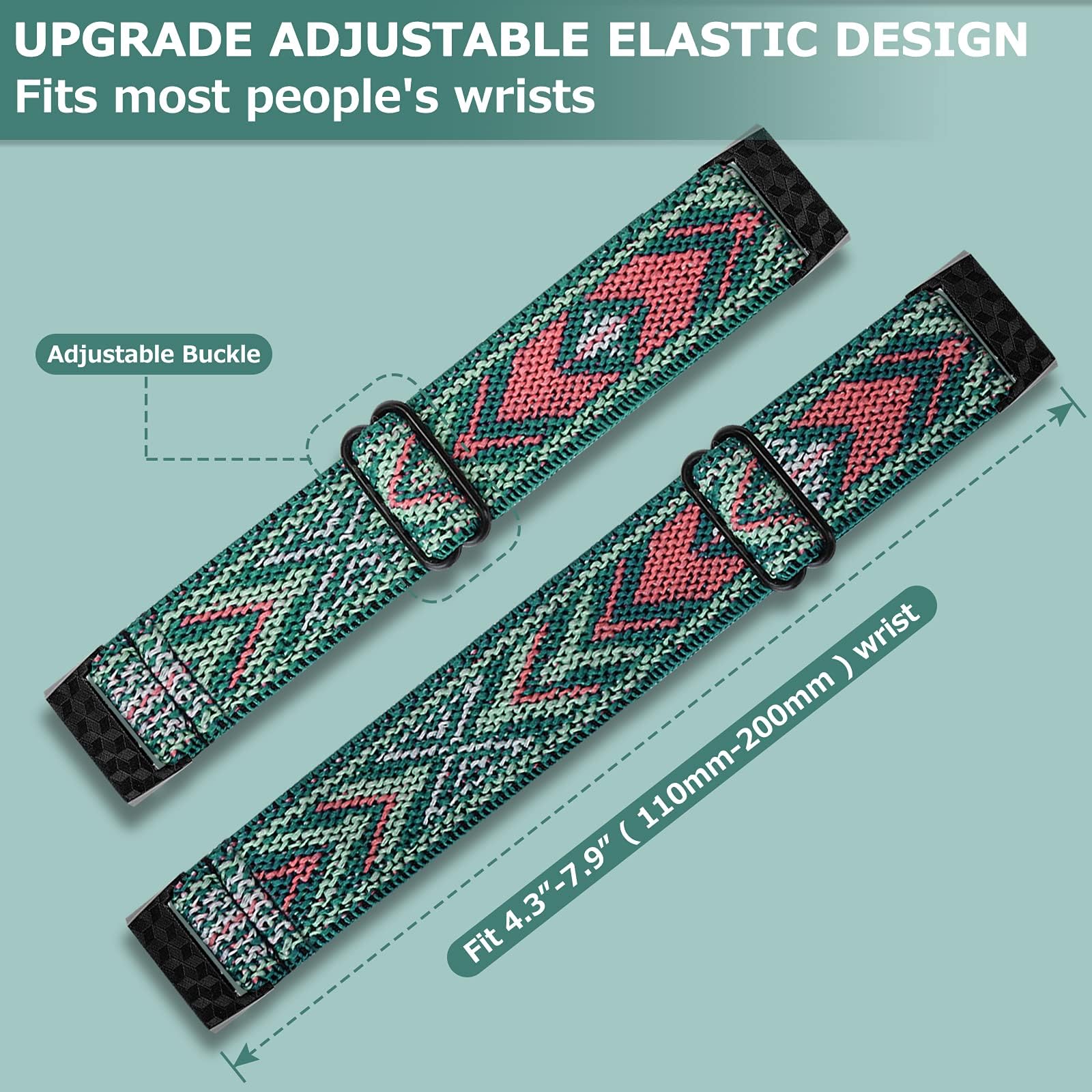 3 Pack Stretchy Nylon Solo Loop Replacement Bands for Fitbit Charge 4/3/3 SE - Comfortable Sport Wristbands for Women & Men - Perfect for Workouts, Running & Daily Wear