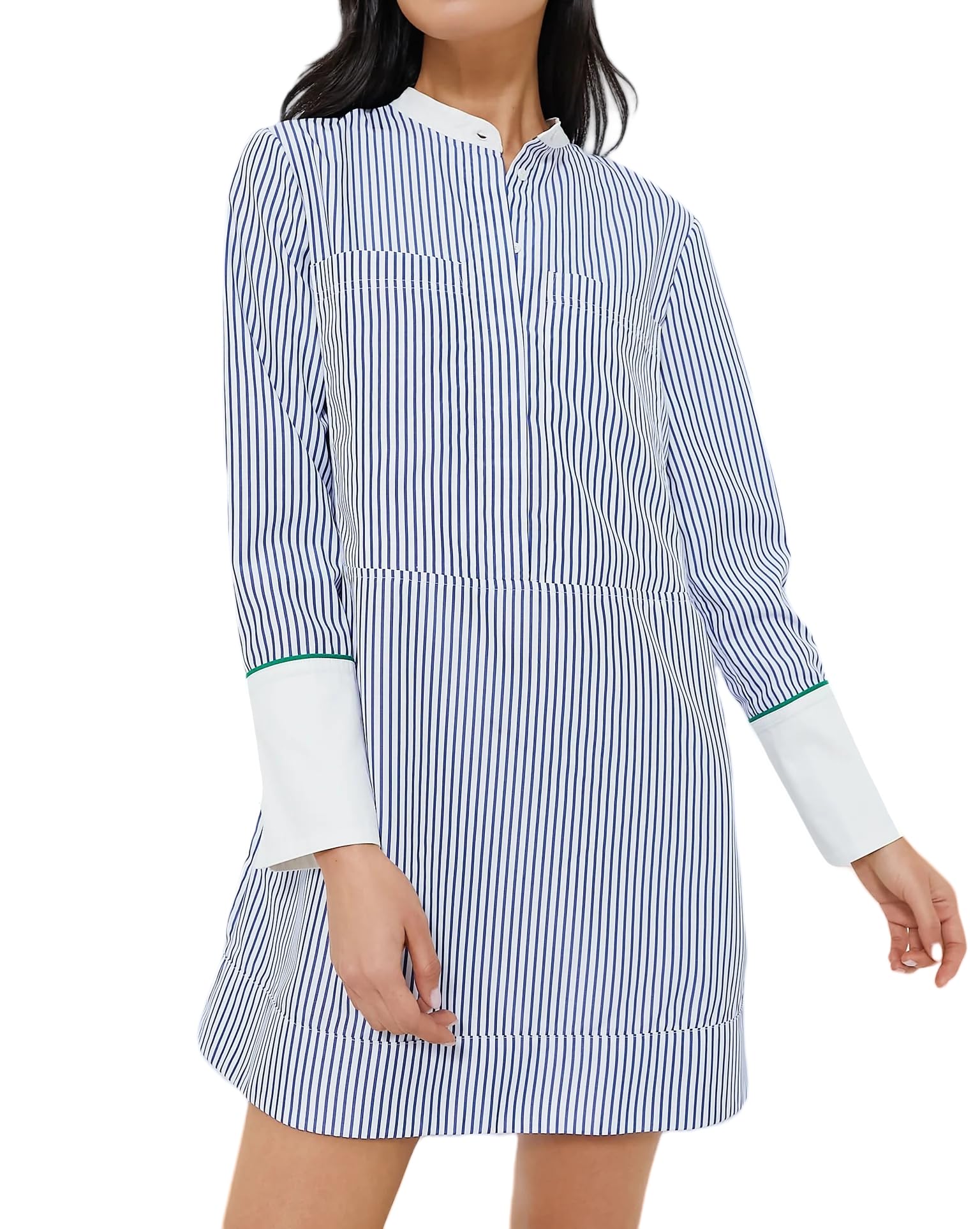 SCOFEEL Women's Striped Shirt Dress - Casual Long Sleeve Button Down Tunic with Patchwork Design & Pockets | Perfect for Office, Date Night & Spring Outfits