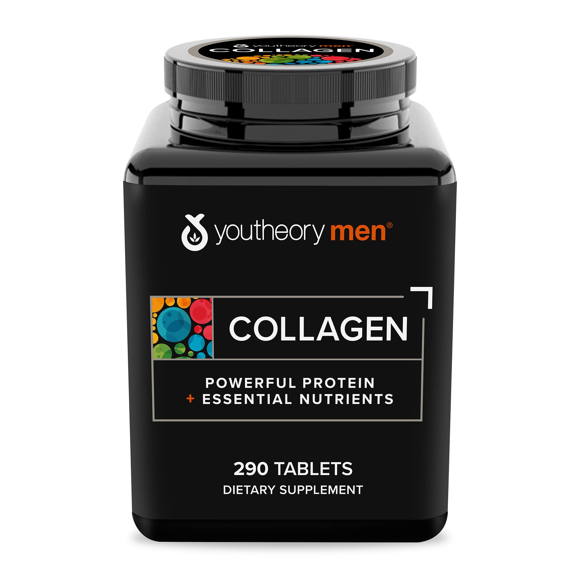 Youtheory Collagen for Men - Hydrolyzed Collagen Supplement with Biotin, Vitamin C & 18 Amino Acids, Gluten Free, 290 Capsules - Supports Skin, Hair, Nails & Joint Health for Active Men