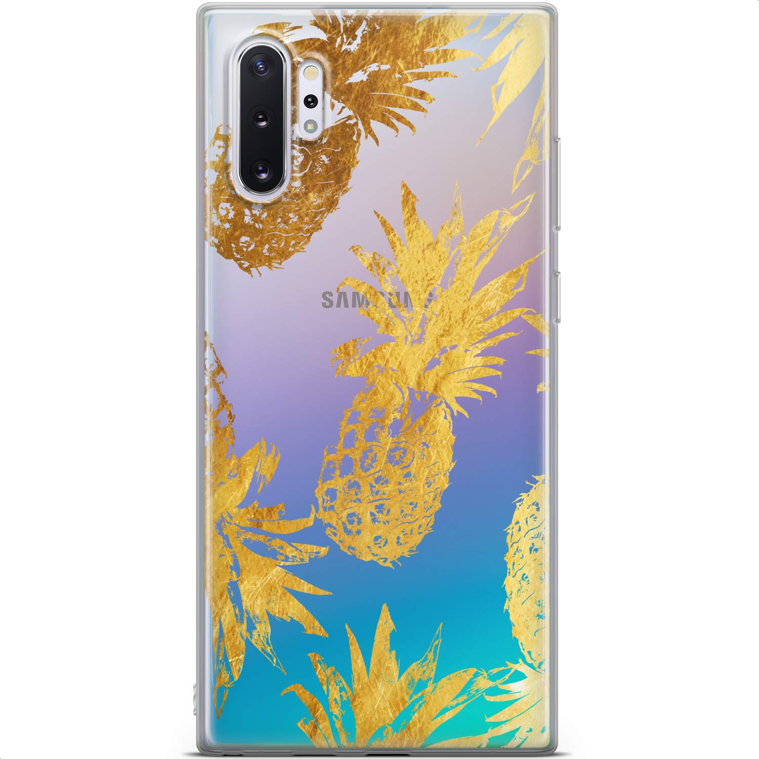Premium Slim Gold Pineapple Pattern Flexible Silicone TPU Phone Case for Samsung Galaxy S24/S23 Ultra/S22 5G Plus/S21 FE/S20/S10 - Lightweight Protective Cover with Abstract Art Design - Perfect for Everyday Use, Travel & Fashion Accessory