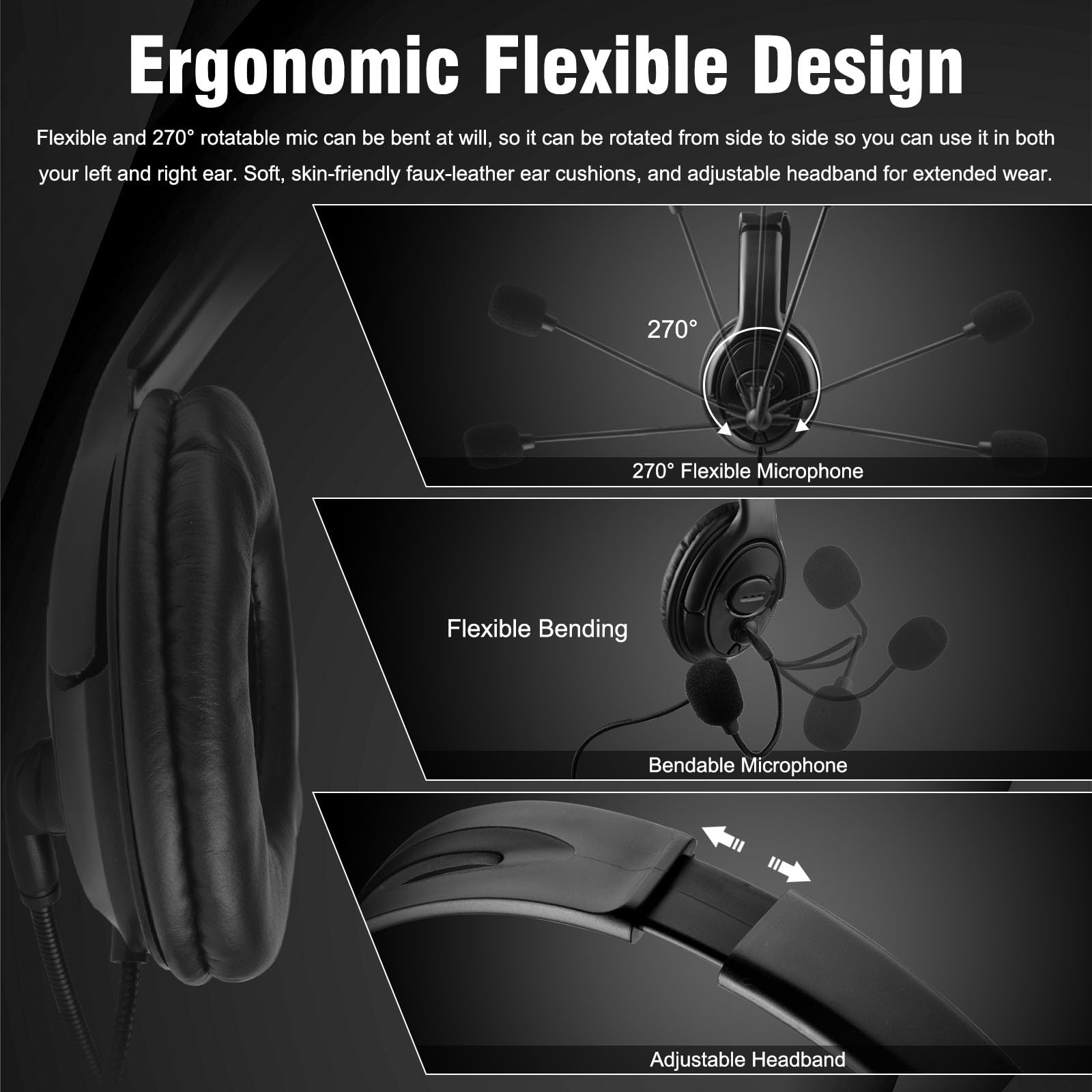 Joso Wired Single Ear Gaming Headset for PS5, PS4, Switch, Xbox, PC, iPad, Mac - 3.5mm Mono Headphone with Mic for Online Chat, Office Work, Coaching & Remote Meetings | Perfect for Gaming, Business Calls & Telecommuting