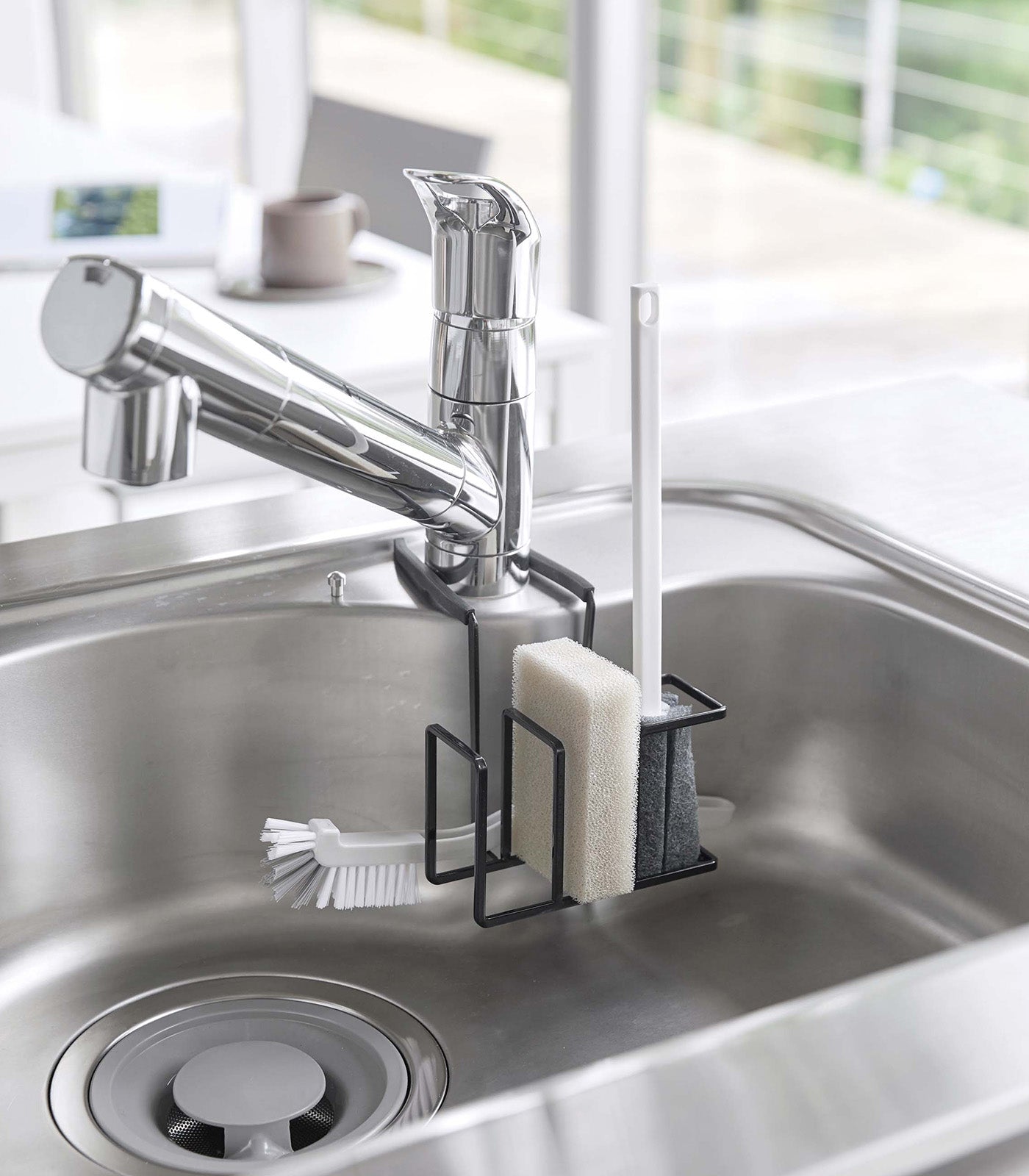 Stainless Steel Faucet Hanging Sponge & Brush Holder - Kitchen Sink Organizer for Dishwashing & Cleaning Tools - Perfect for Home, RV, and Office Use