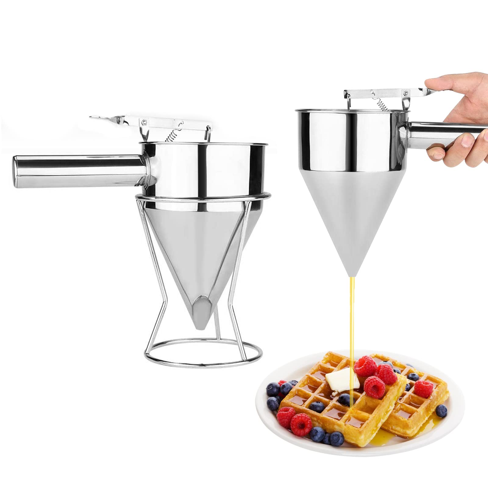 Premium Stainless Steel Conical Funnel - Kitchen Cooking Syrup Batter Dispenser for Baking, Cake Decorating, Desserts & Whipped Cream - Durable Shelf-Stable Funnel for Home & Professional Use