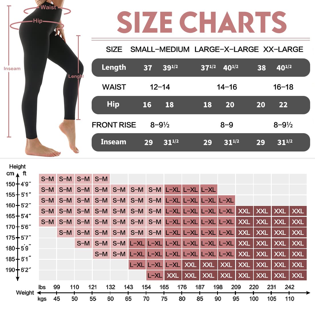 HMUUO Women's High Waisted Yoga Pants 3-Pack - Tummy Control Workout Leggings, Non See-Through Running Tights for Gym, Lounge & Everyday Wear