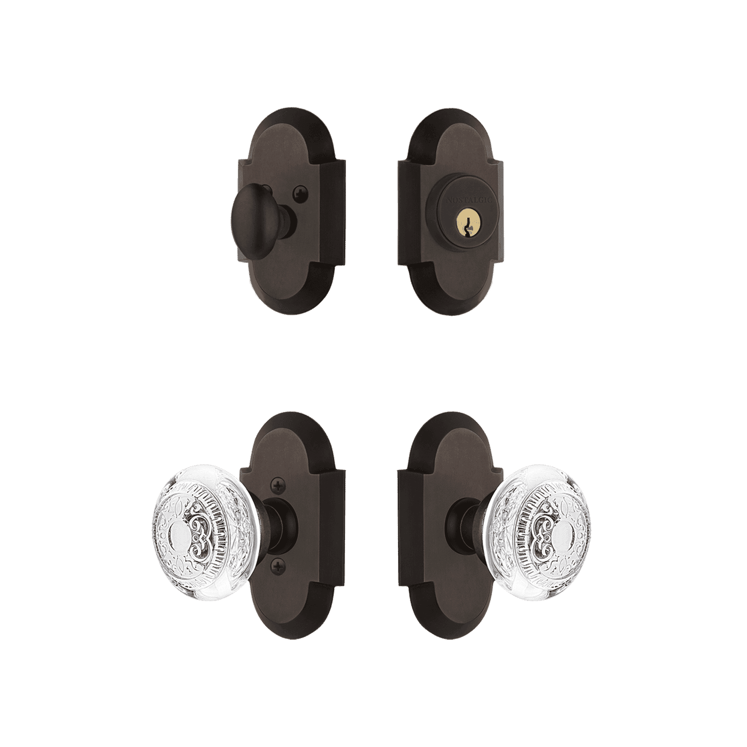 Oil Rubbed Bronze Cottage Entry Door Knob Set with Crystal Egg & Dart Design - Elegant Hardware for Vintage Homes, Bedrooms & Interior Doors