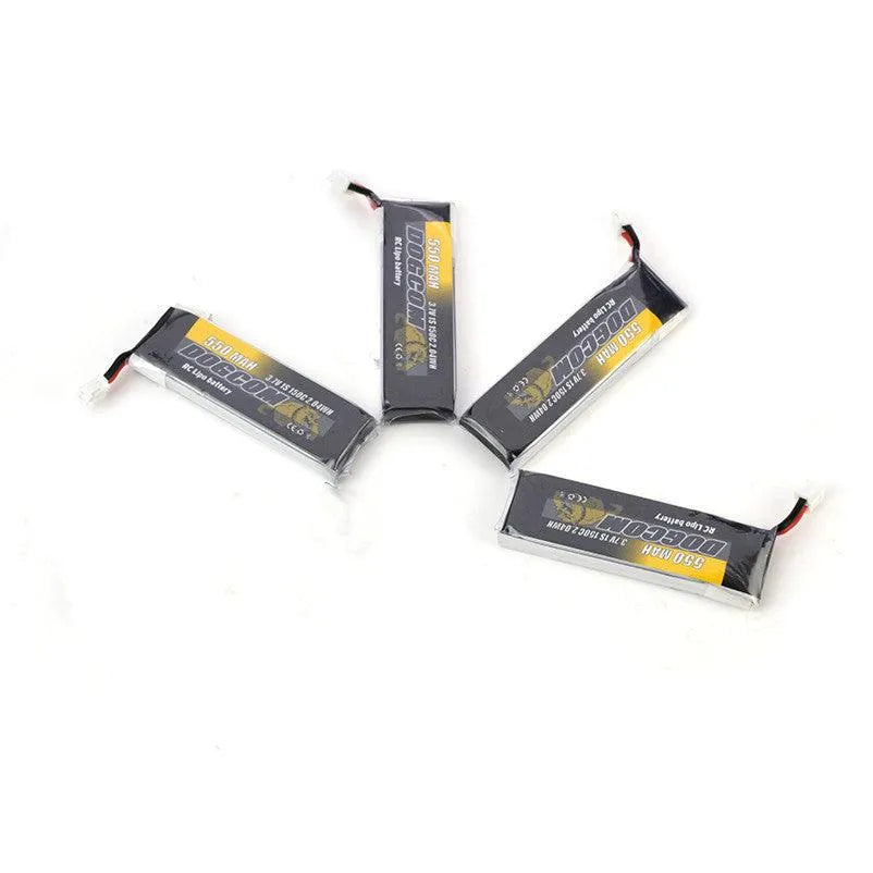 DOGCOM 550mAh 150C 1S 3.7V LiPo Battery with BT2.0/PH2.0 Connector - 4 Pack for FPV Drones, RC Cars, and Mini Quadcopters - Perfect for Long Flight Time and High Performance