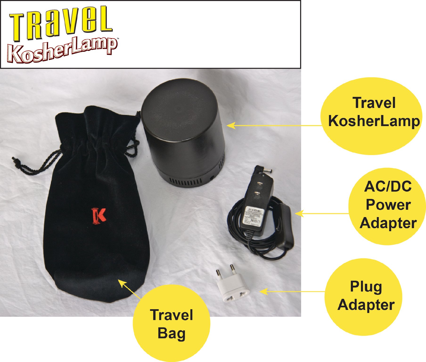 Black Kosher Lamp for Travel - Perfect for Shabbat, Hotels, and On-the-Go Use
