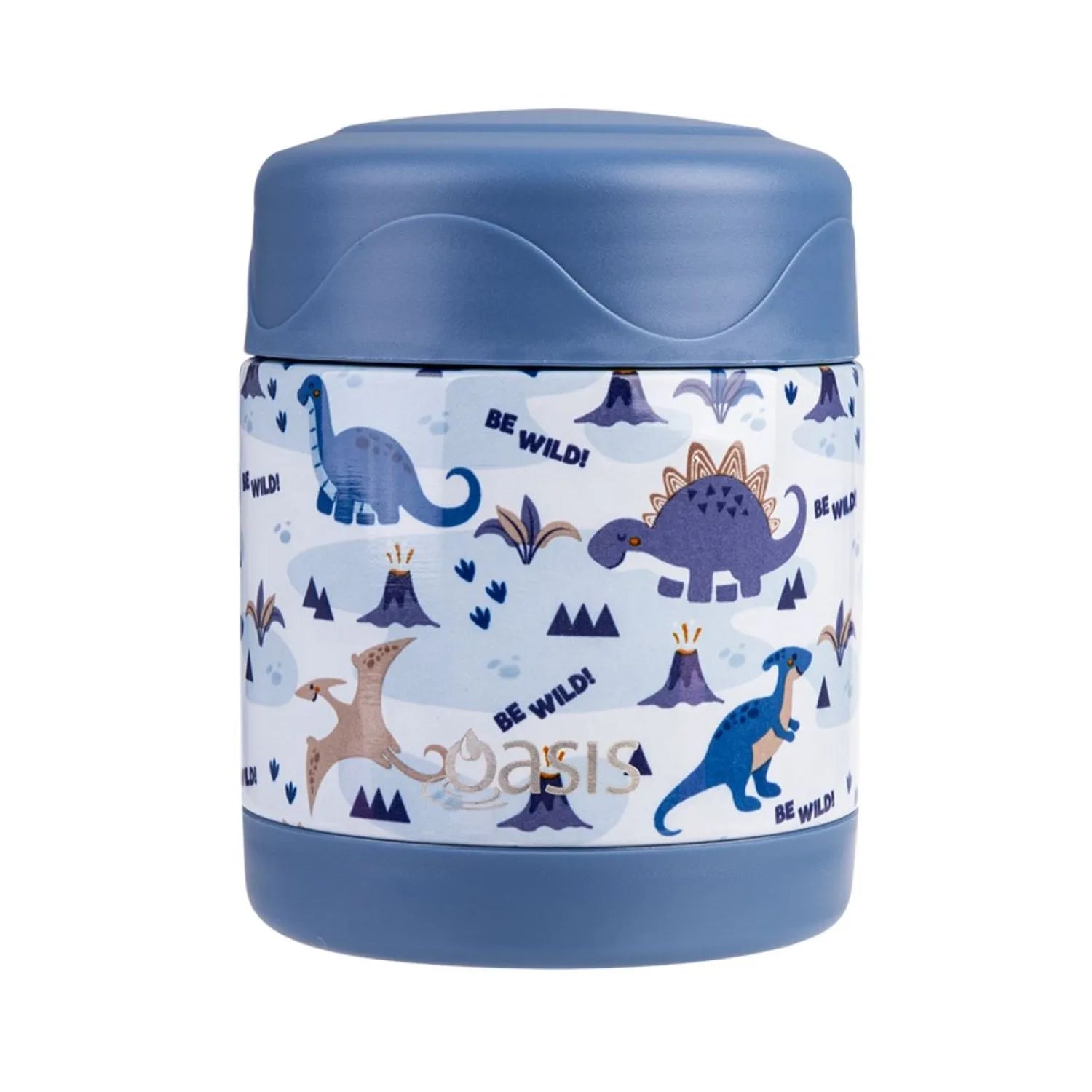 Oasis Insulated Food Flask 300ml - Leak Proof Stainless Steel Thermos for Hot & Cold Drinks - Perfect for School, Office, Hiking & Travel - Dinosaur Themed Design