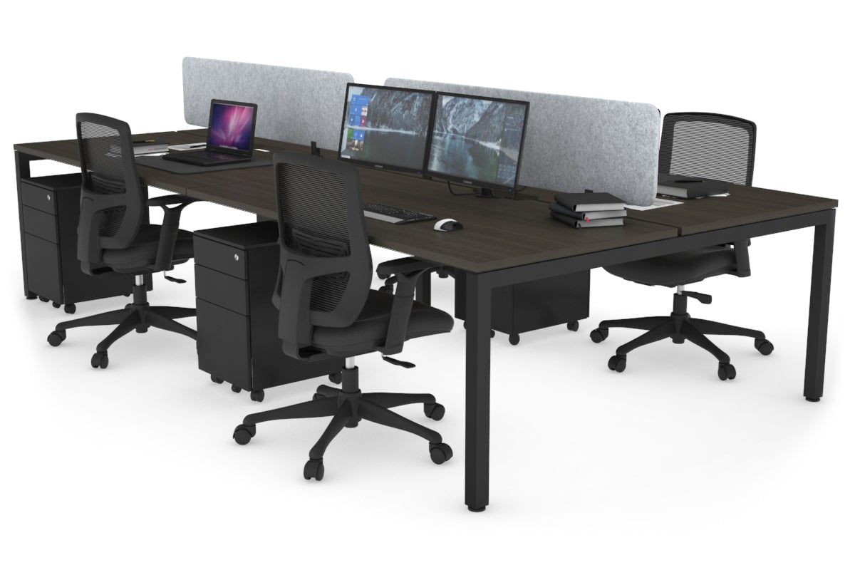 4-Person Office Workstation with Quadro Square Legs - 1800L x 800W Desk with Cable Management Scallop | Perfect for Collaborative Workspaces & Open Office Environments