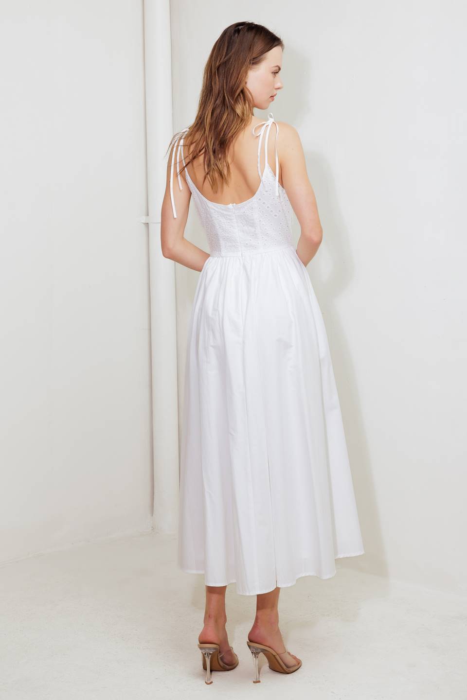Isobelle White Eyelet Midi Dress - Floral Lace Summer Dress for Women, Perfect for Beach Vacations, Garden Parties & Date Nights