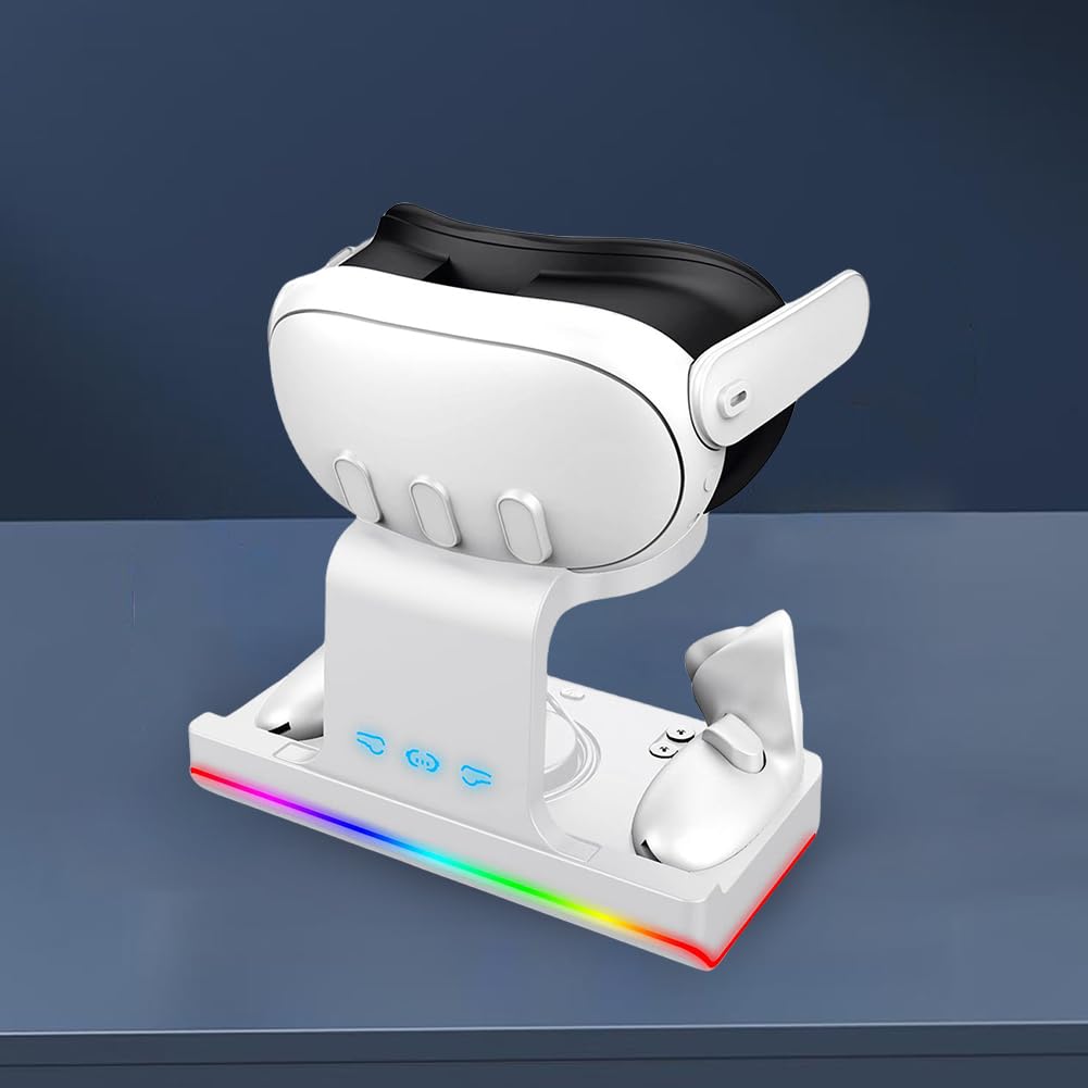 Junerain USB-C 5V Charging Station with LED Indicator - Simultaneous Charging Dock for Meta Quest 3 & Headphones - Fast Charging Hub for Gaming & VR Accessories | Perfect for Home, Office & Gaming Setup