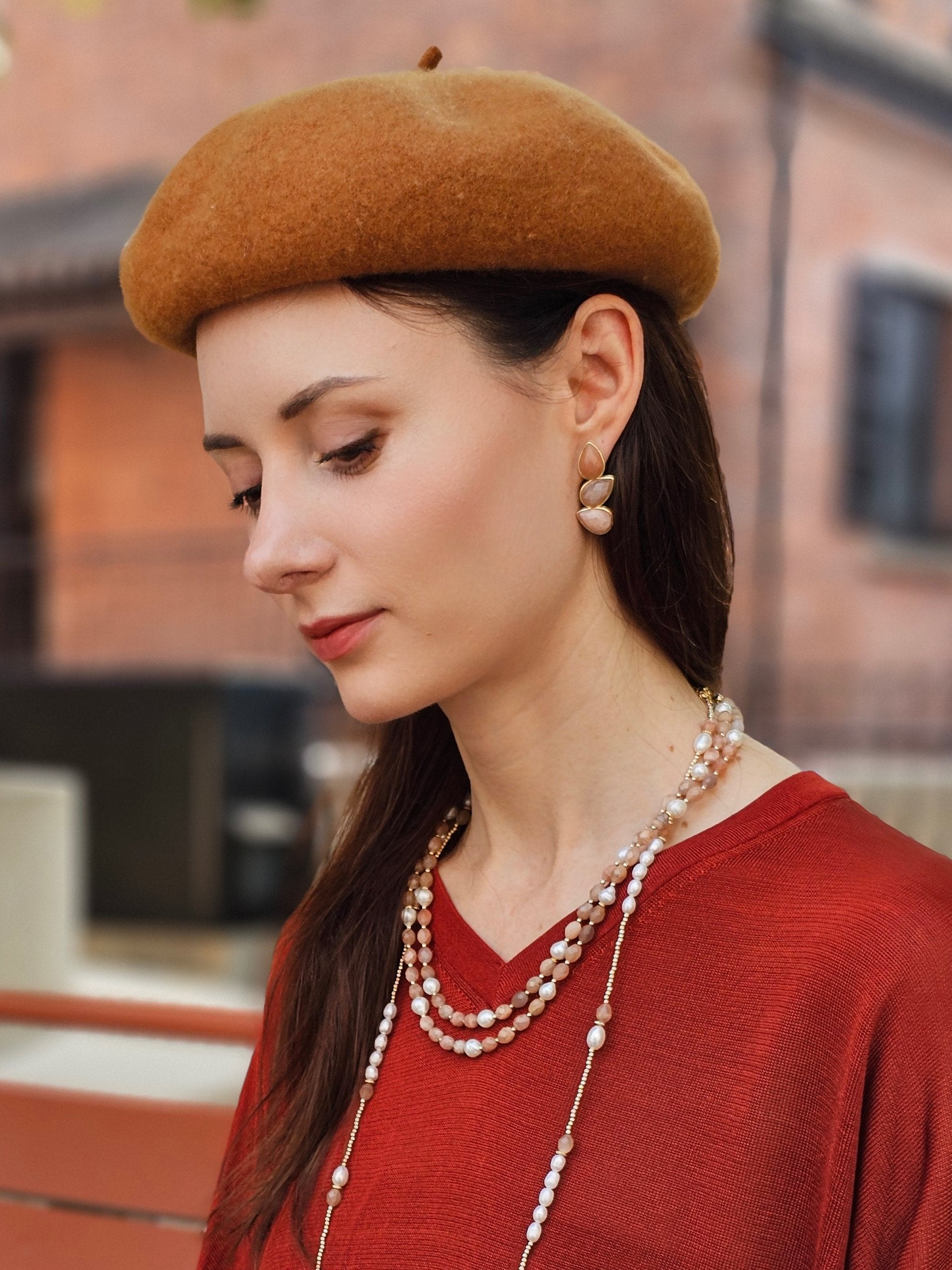 Stunning Orange Agate Statement Earrings NE009 - Handmade Boho Dangle Earrings for Women, Perfect for Parties, Weddings & Everyday Wear