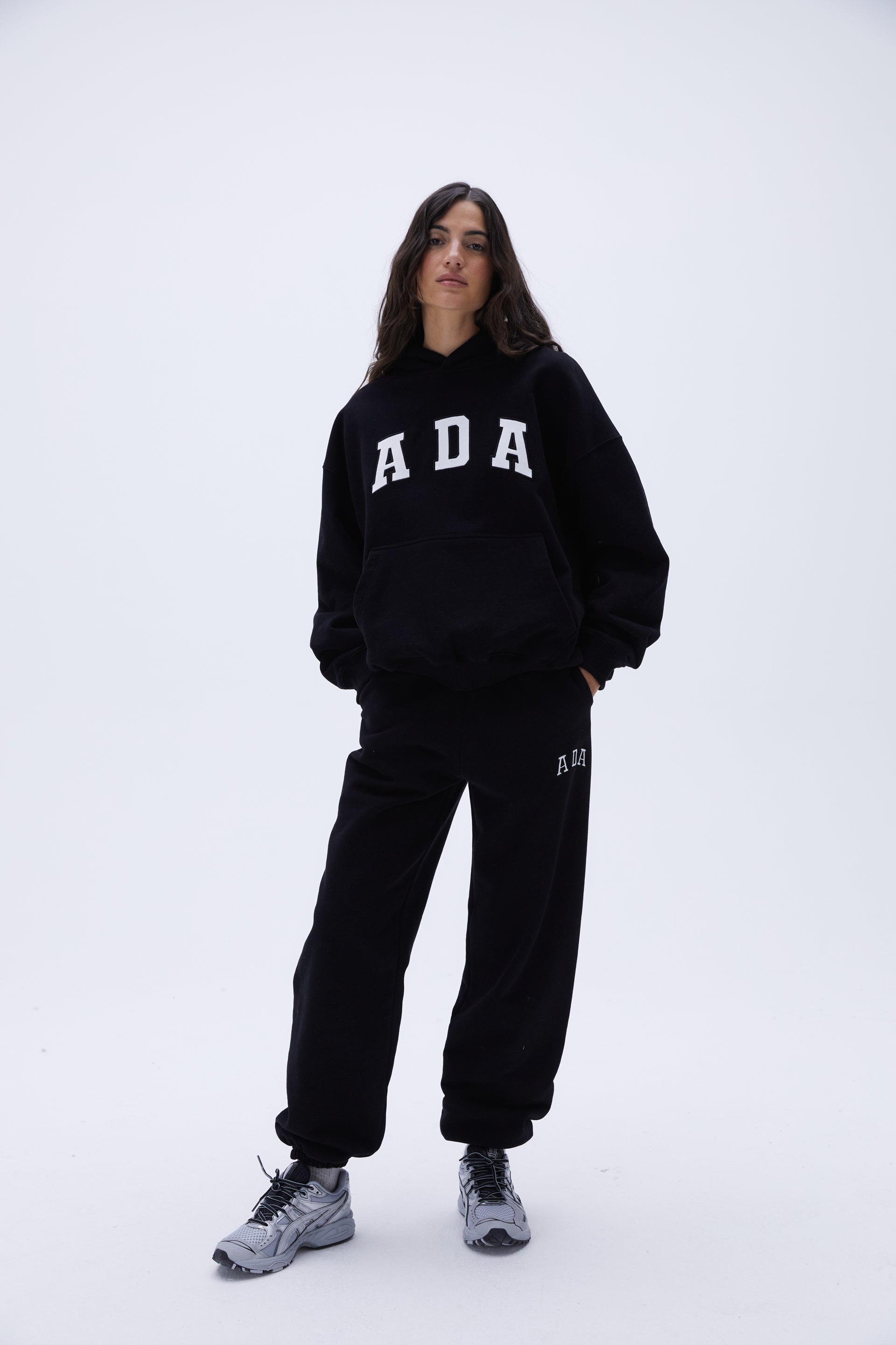 ADA Sweatpants for Men & Women - Soft Comfortable Joggers with Elastic Waistband - Black Casual Lounge Pants for Home, Gym, and Running