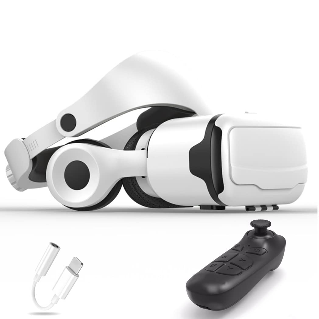 3D VR Headset for iPhone & Android - JYMYGS Lunette VR Glasses with Bluetooth Controller, Compatible with iPhone 13 Pro Max/13/12/11 & Samsung Galaxy S21/Huawei/Xiaomi - Perfect for Gaming, Movies & Virtual Reality Experiences