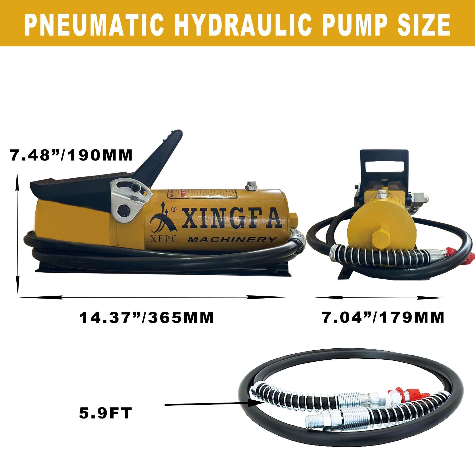 10,000 PSI Air Hydraulic Pump with 1.7L Reservoir - 3/8