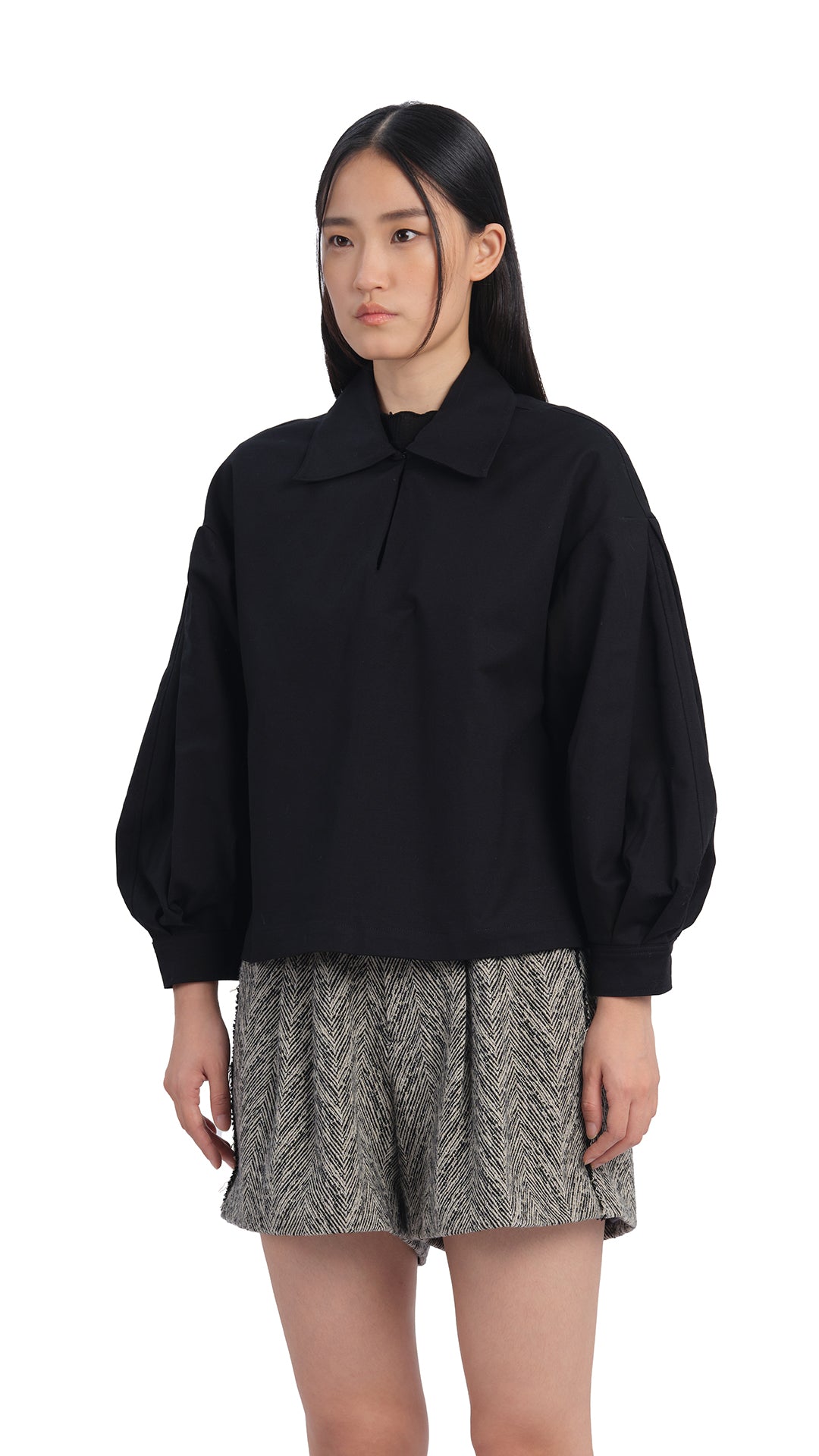 Elegant Pleated Sleeves Blouse for Women - Trendy Ruffled Tops for Casual Wear & Office Outfits