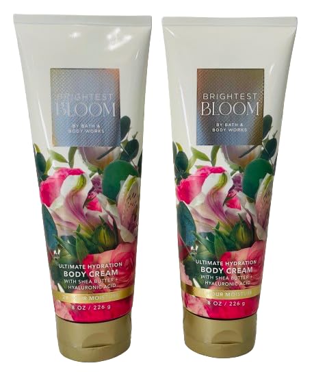 Bath & Body Works Brightest Bloom Ultimate Hydration Body Cream - 8oz (2-Pack) | Deep Moisturizing Lotion for Dry Skin | Perfect for Daily Use & Gift Giving