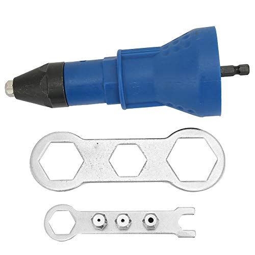 Cordless Rivet Gun Tool Kit - Electric Rivet Nut Gun for 2.4-4.8mm Insert Nuts with Drill Adapter (Blue) | Perfect for Automotive Repairs, Metal Fabrication & DIY Projects
