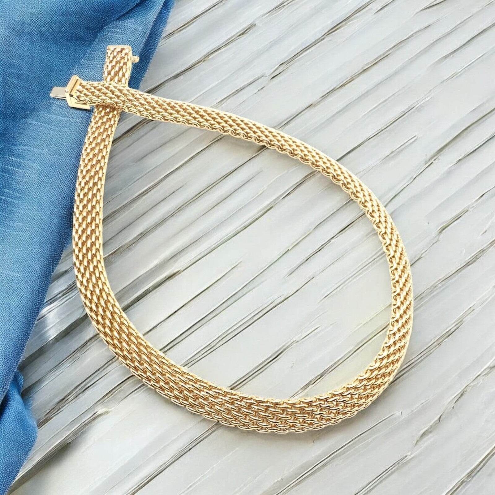 Authentic Tiffany & Co 18K Yellow Gold Somerset Mesh Heavy Necklace 89.3g | Luxury Jewelry for Women, Perfect for Weddings, Anniversaries & Special Occasions