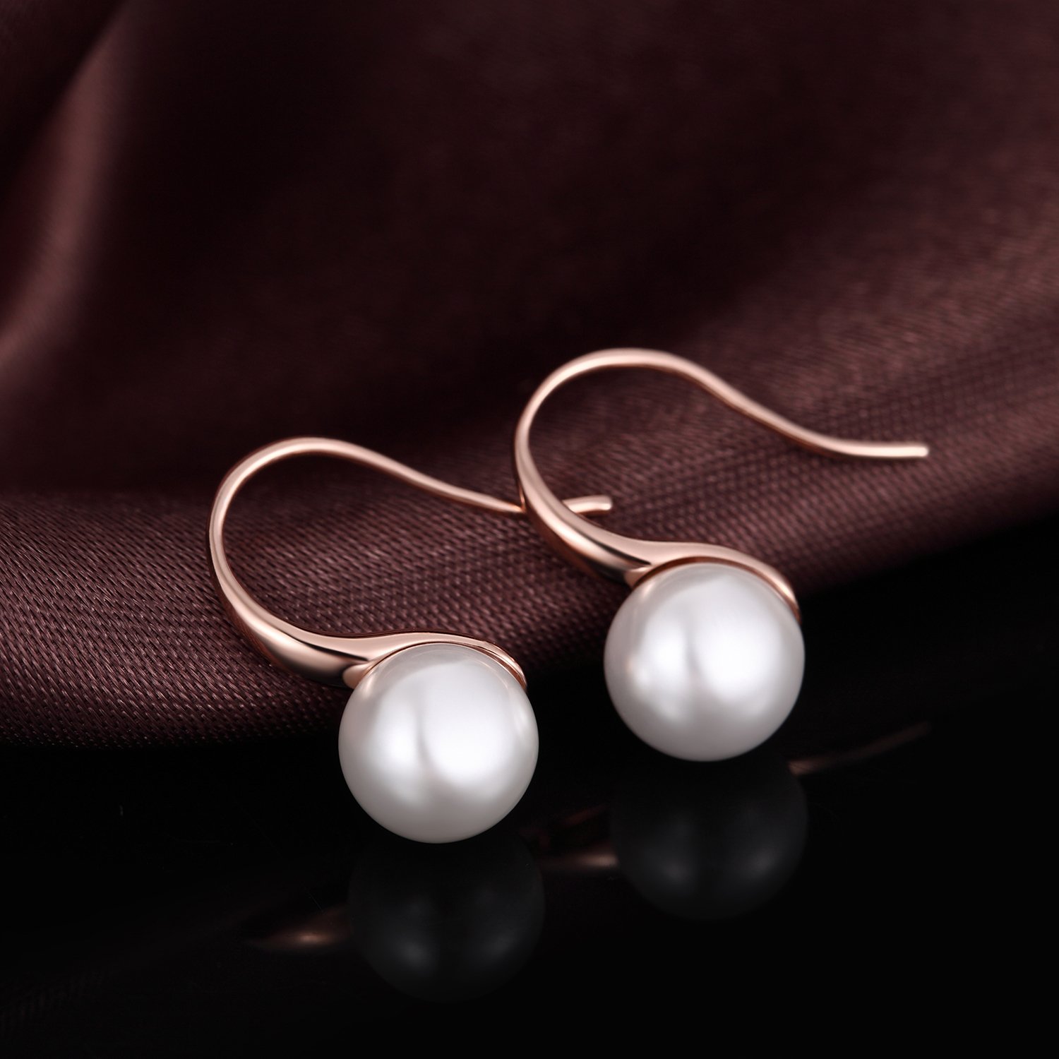 925 Sterling Silver Pearl Dangle Earrings for Women | 8MM-10MM White Pearl Drop Earrings with Diamond Accents | Elegant Jewelry Gift for Wedding, Party & Date Night