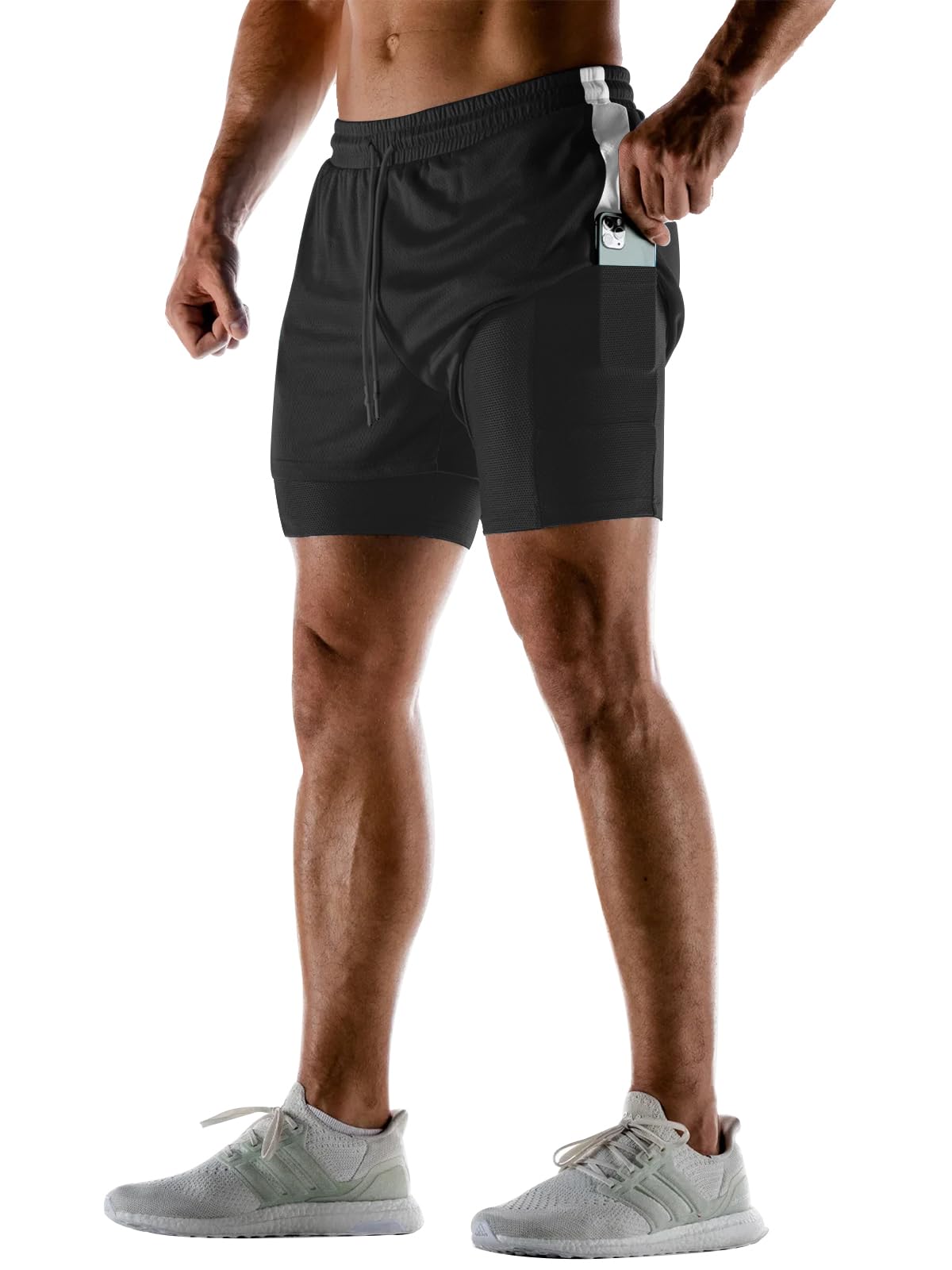 Aolesy Men's 2-in-1 Running Shorts - Quick Dry 5